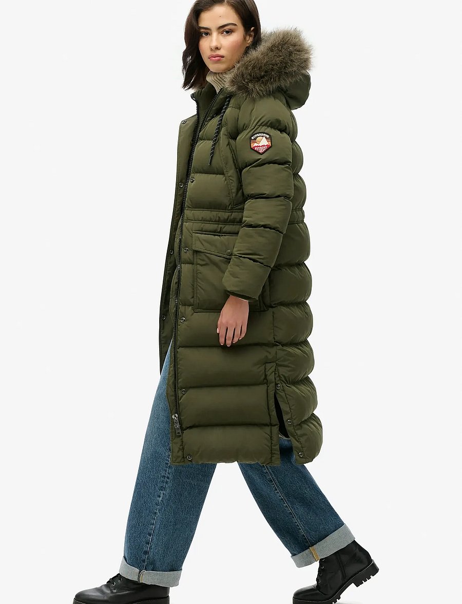 Superdry - EVEREST FAUX FUR LONGLINE JKT - winterjacken - army khaki - 2
