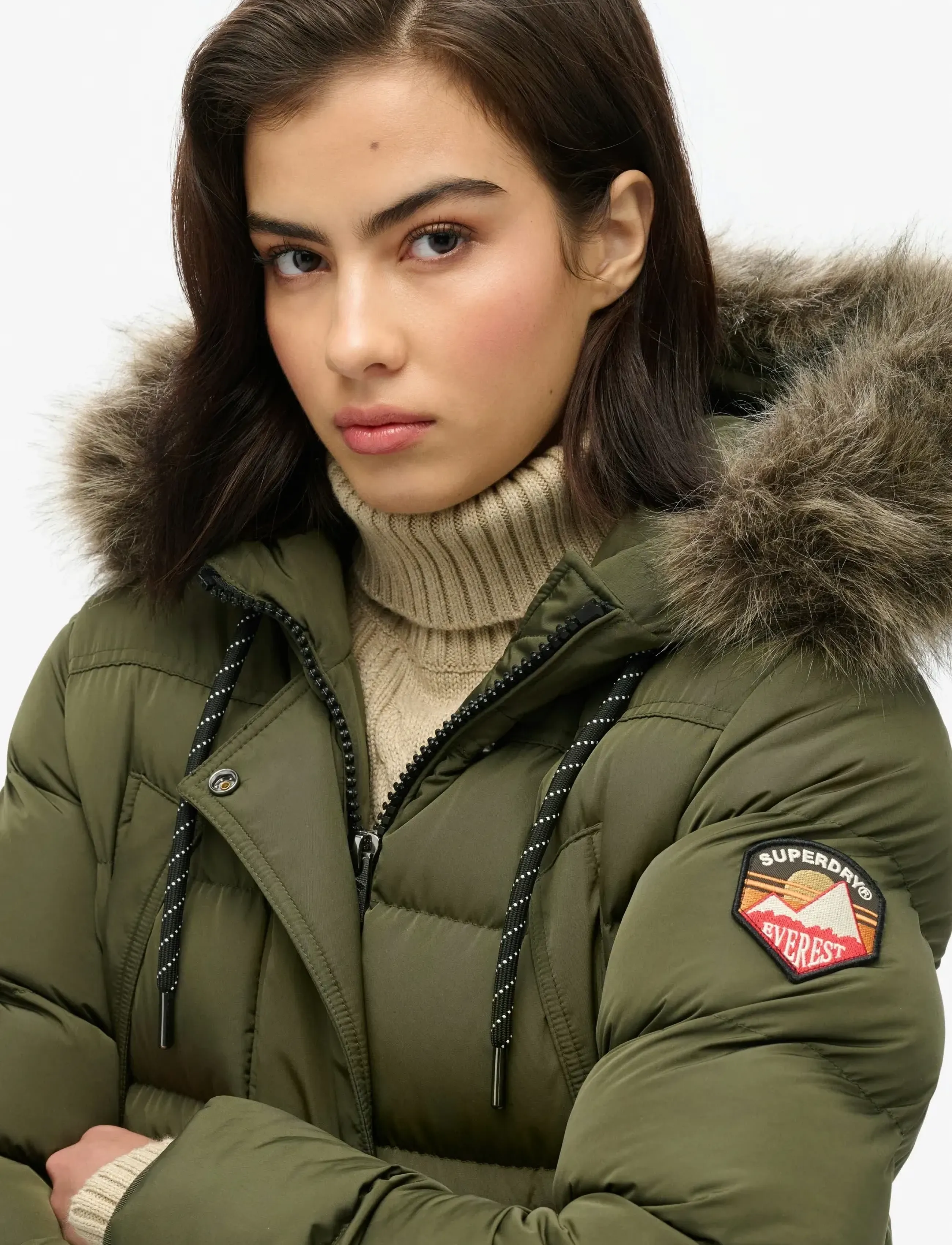 Superdry - EVEREST FAUX FUR LONGLINE JKT - winterjacken - army khaki - 3