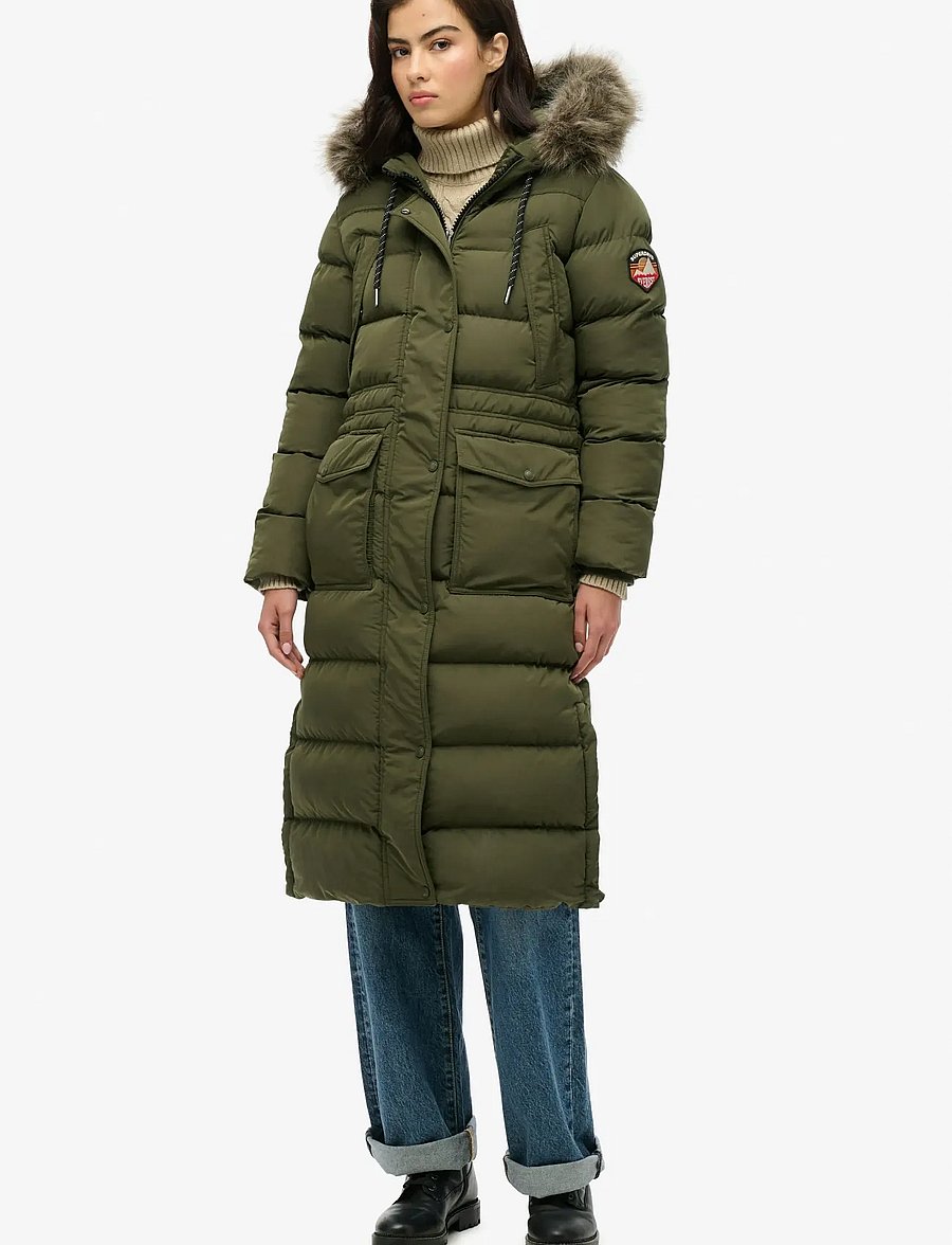 Superdry - EVEREST FAUX FUR LONGLINE JKT - winterjacken - army khaki - 4