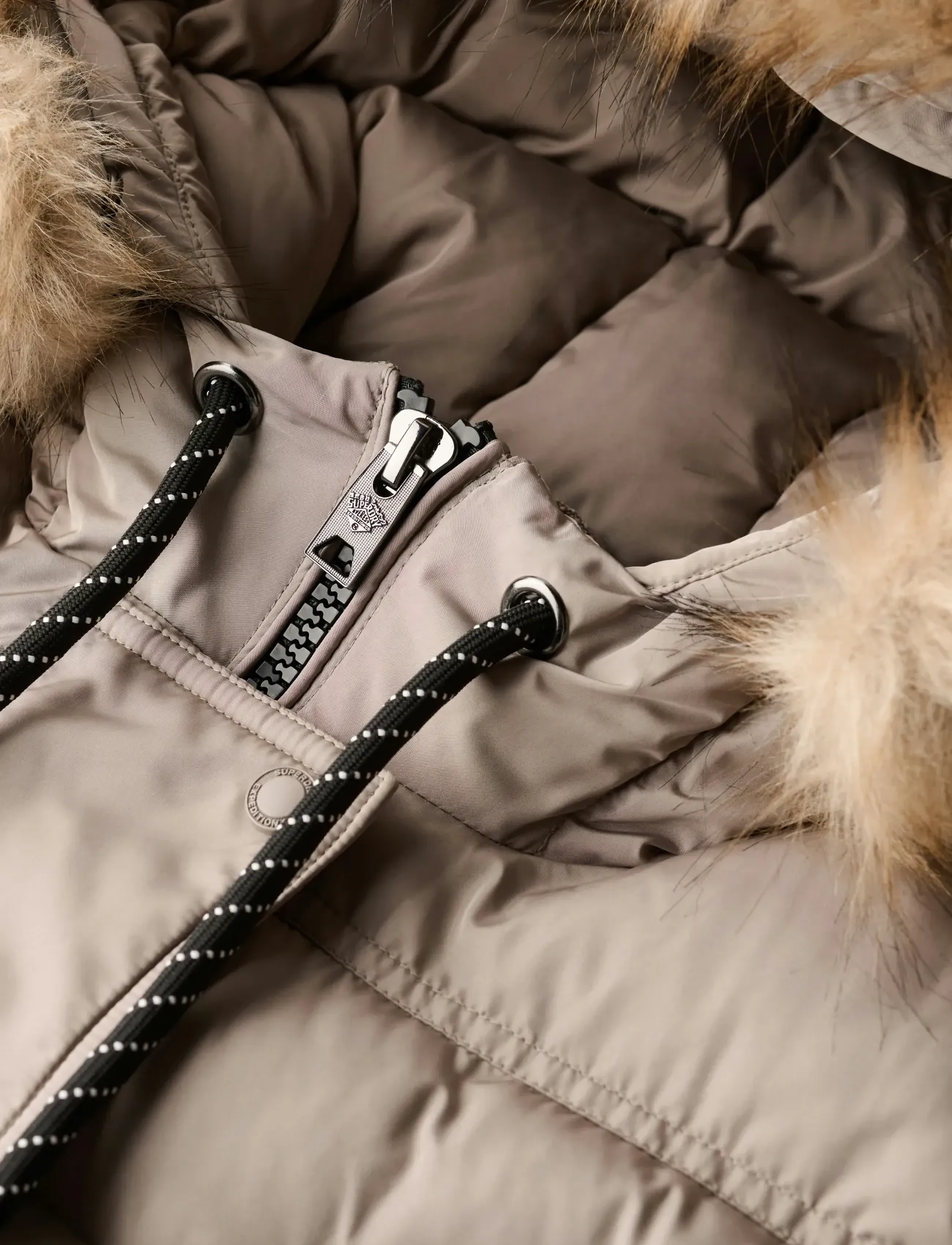 Superdry - EVEREST FAUX FUR LONGLINE JKT - deep beige - 5