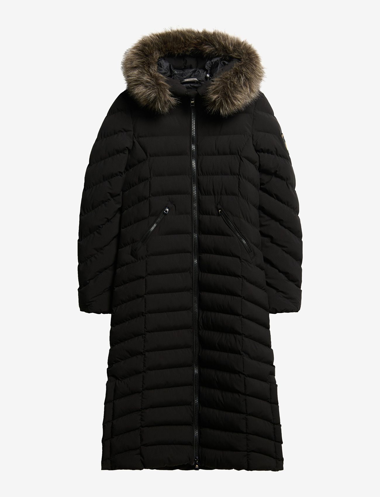 Superdry Fuji Faux Fur Hooded Longline – padded coats – shop at