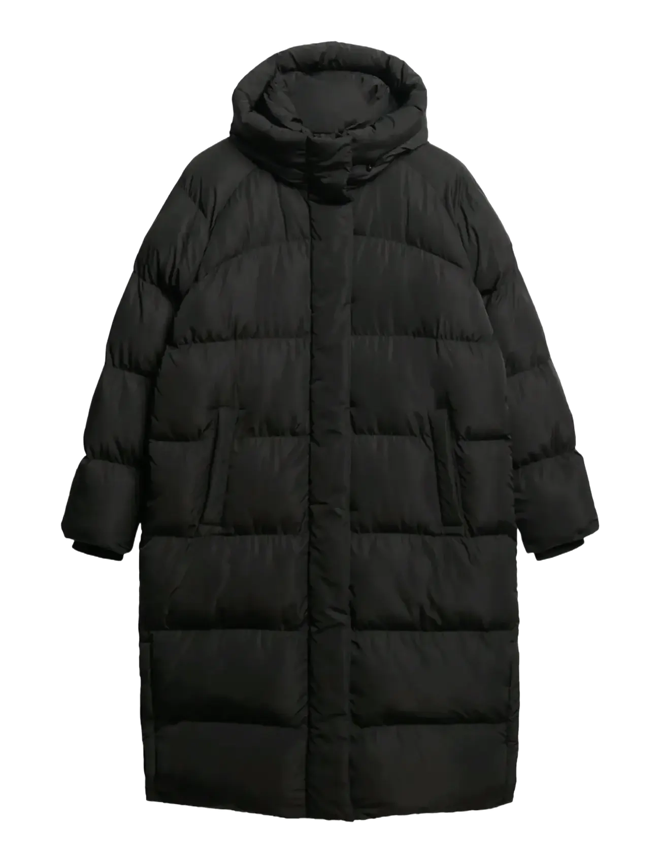 SUPERDRY Longline Hooded Puffer Jacke Schwarz - M - Damen