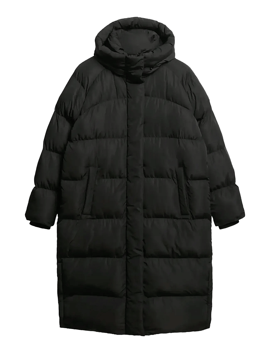 Superdry - LONGLINE HOODED PUFFER JACKET - talvejoped - black - 1