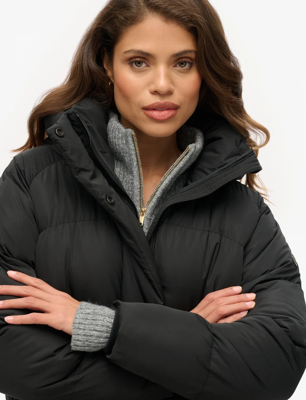 Superdry - LONGLINE HOODED PUFFER JACKET - dunfrakker - black - 3