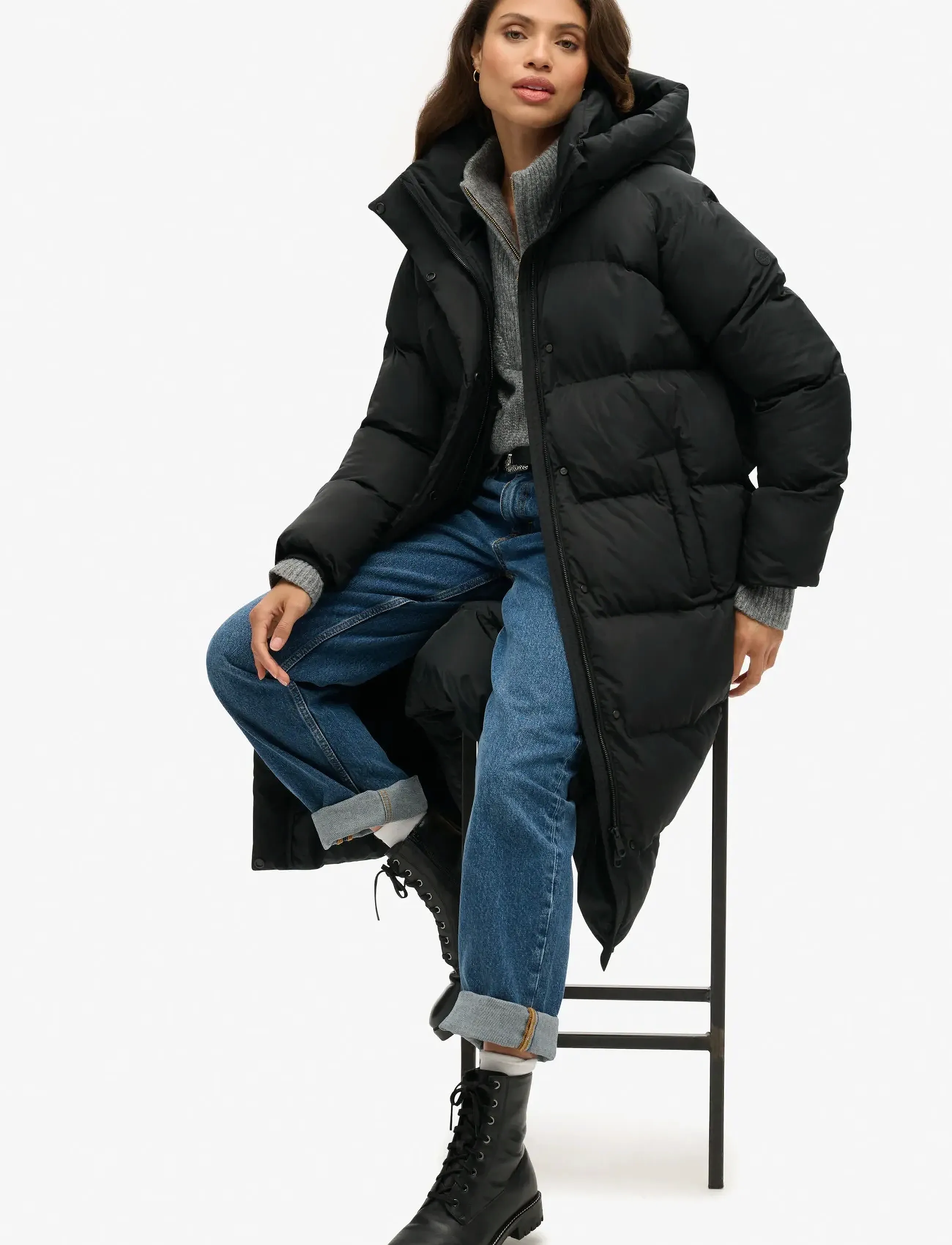 Superdry Longline Hooded Puffer Jacket jackor dam – bild 7