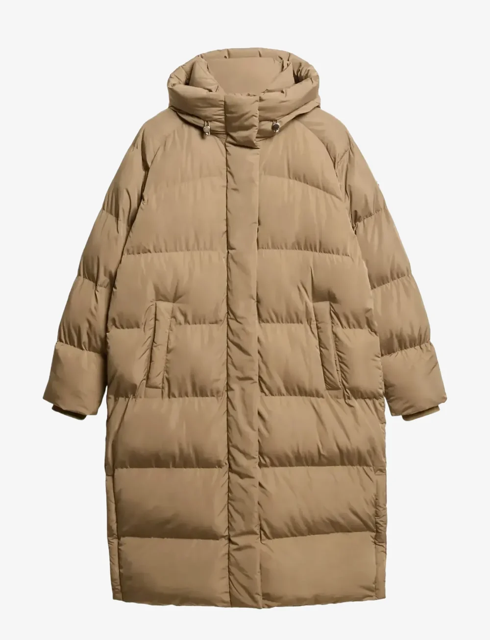Superdry - LONGLINE HOODED PUFFER JACKET - manteaux d'hiver - fossil brown - 1