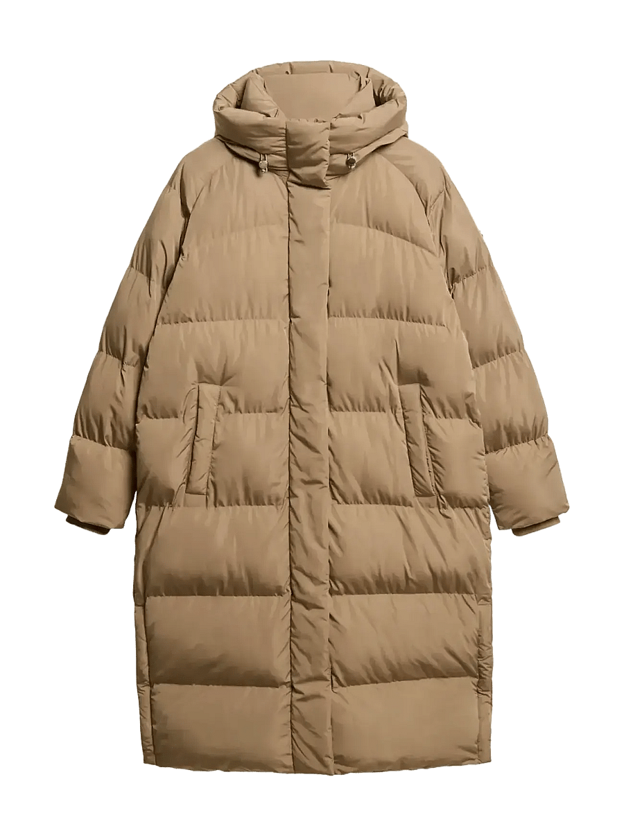 Superdry - LONGLINE HOODED PUFFER JACKET - vinterjakker - fossil brown - 1