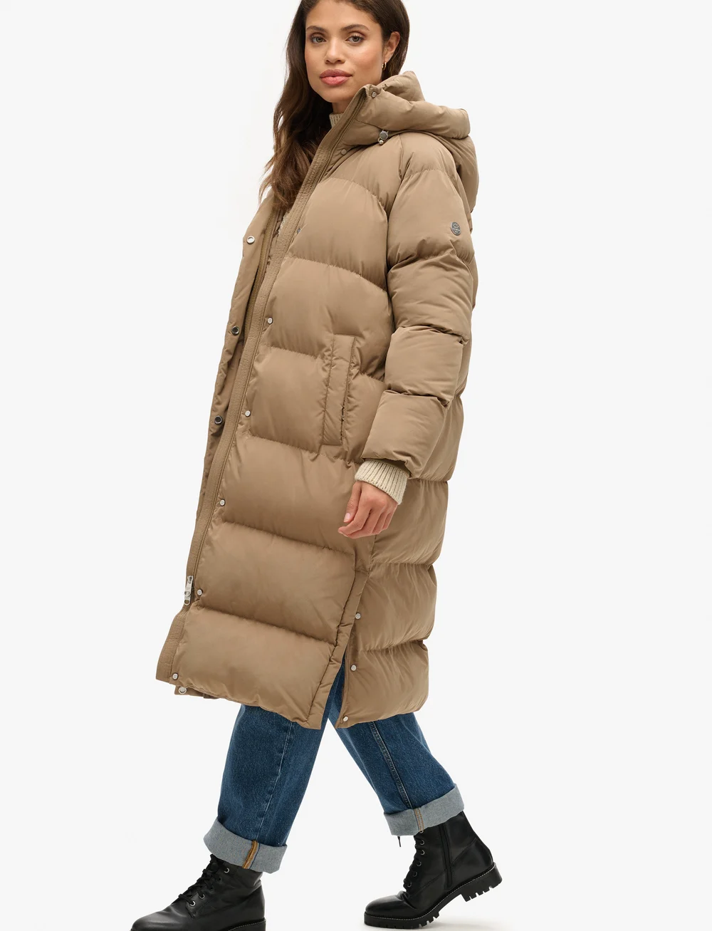 Superdry - LONGLINE HOODED PUFFER JACKET - manteaux d'hiver - fossil brown - 2