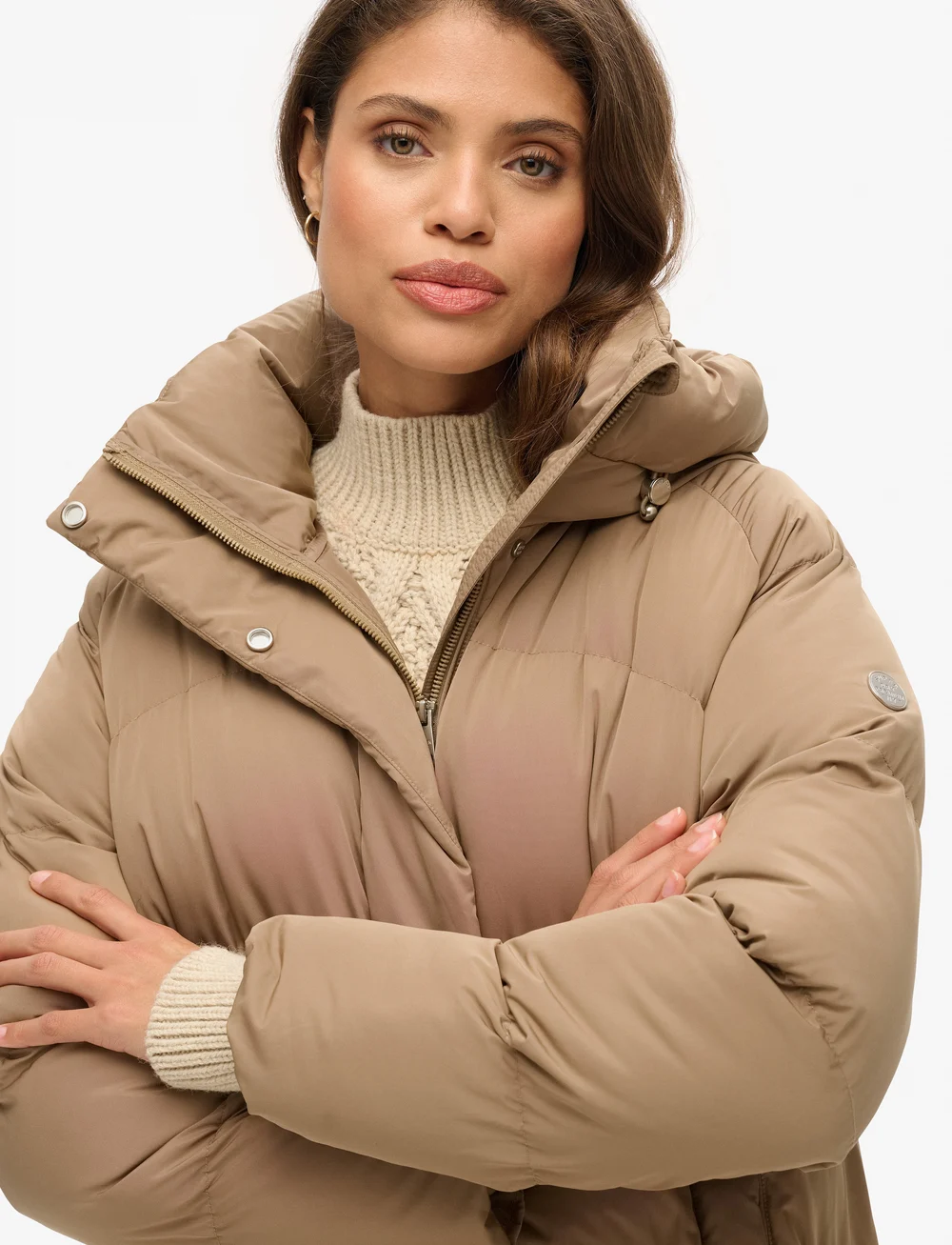 Superdry - LONGLINE HOODED PUFFER JACKET - manteaux d'hiver - fossil brown - 3