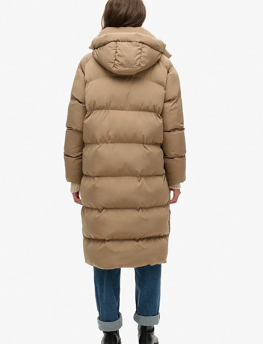 Superdry - LONGLINE HOODED PUFFER JACKET - vinterjakker - fossil brown - 5