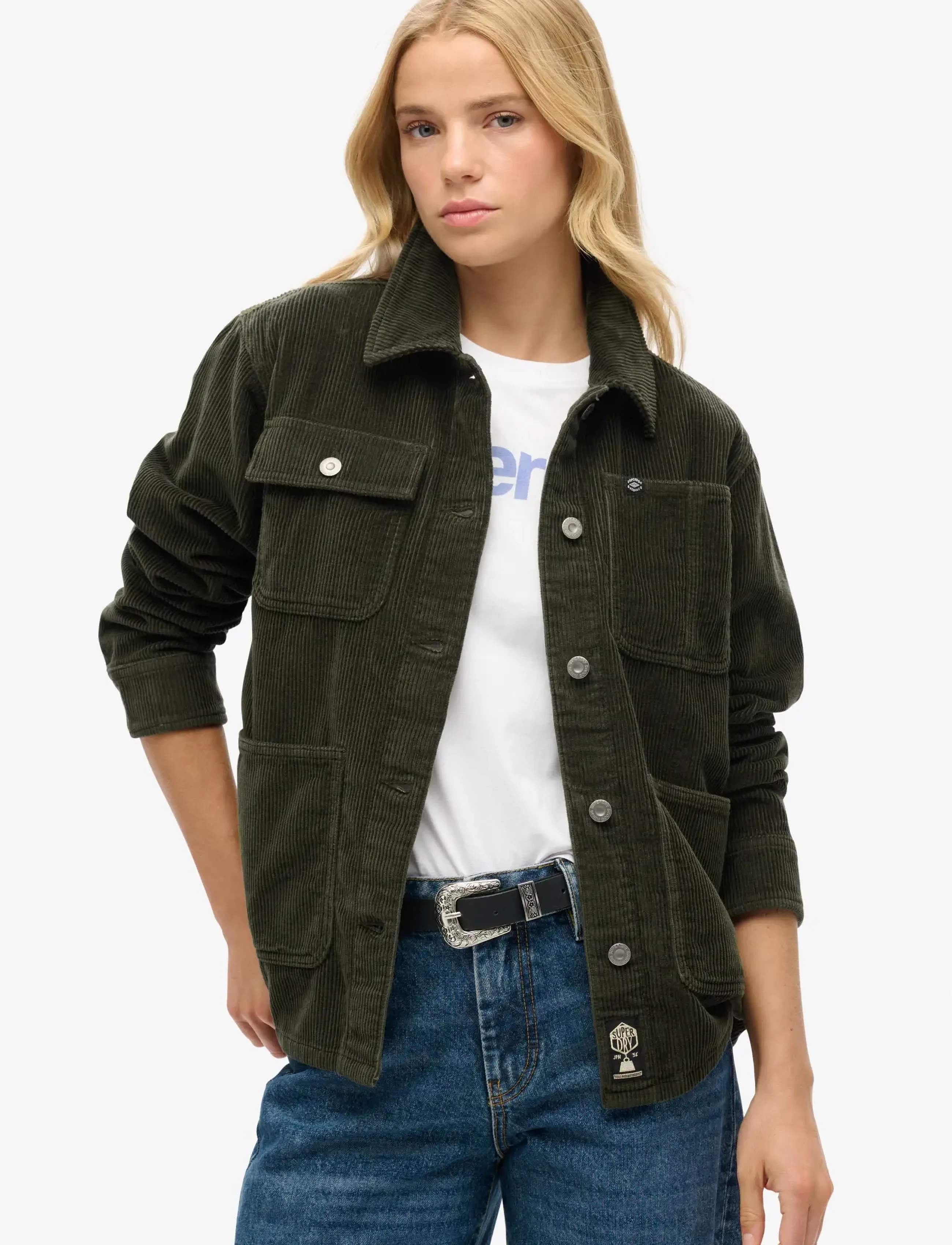 Superdry CORDUROY CHORE JACKET - Jacken & Mäntel - ARMY KHAKI / khaki/green