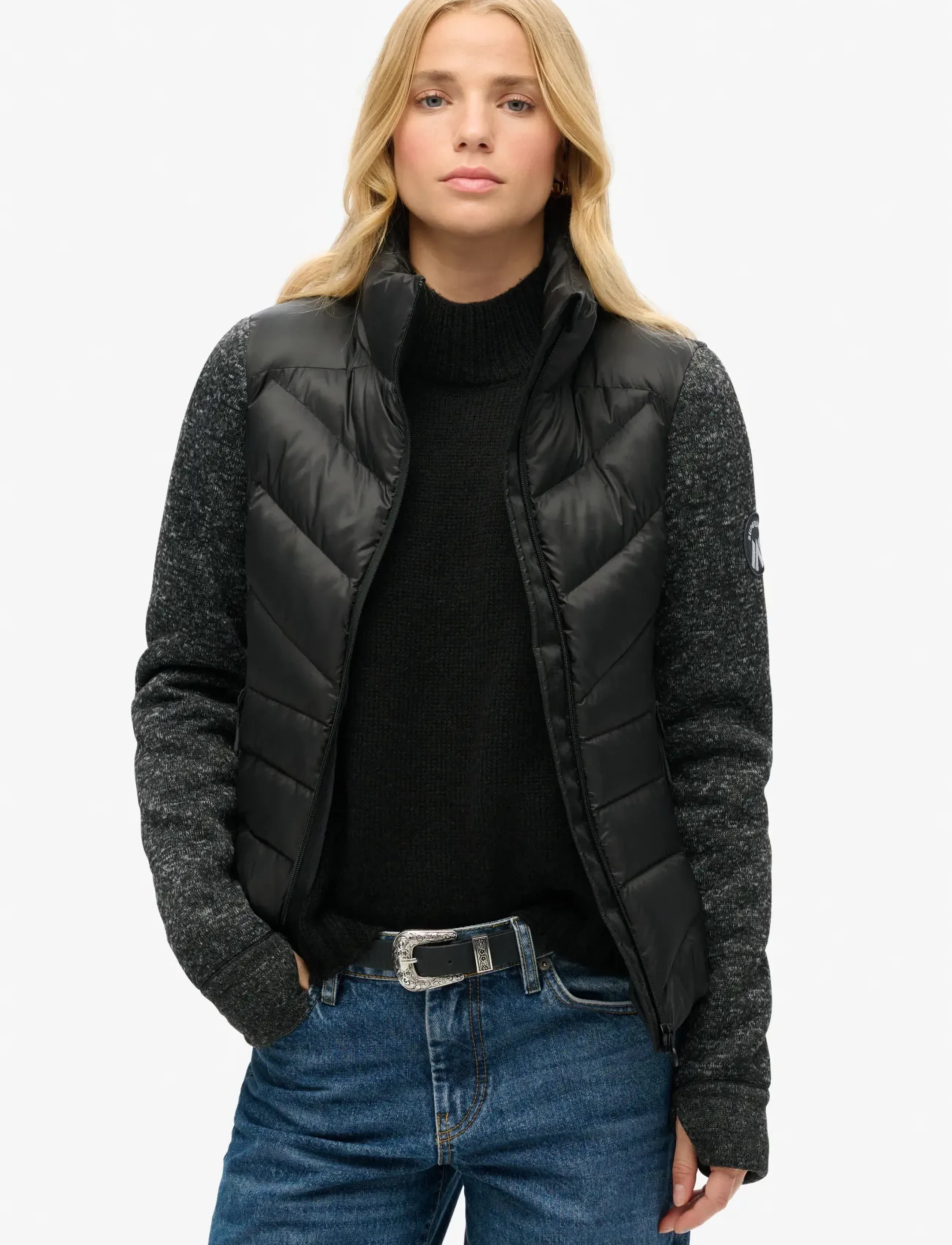 Superdry STORM KNIT HYBRID JACKET - Transitional Layering - BLACK / black