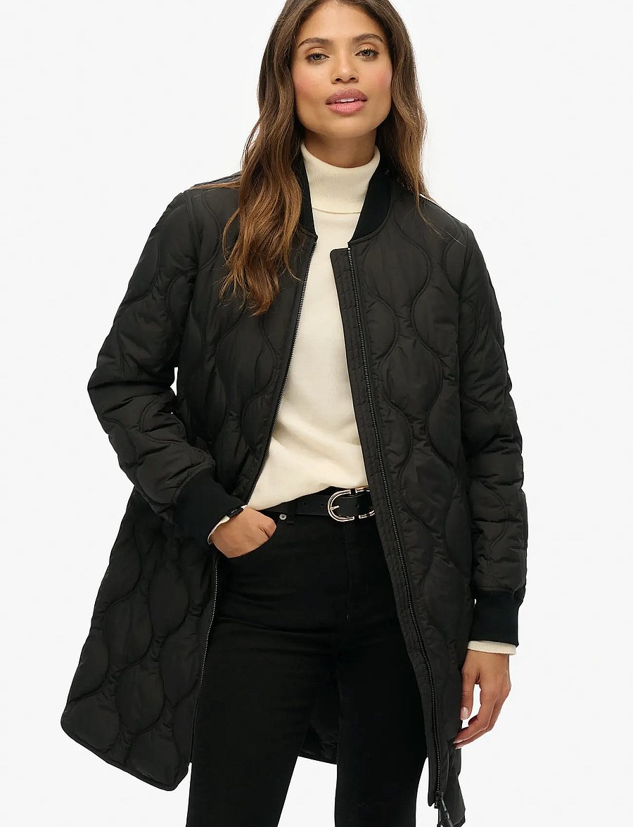 Superdry - LONG QUILTED LINER JACKET - black - 0