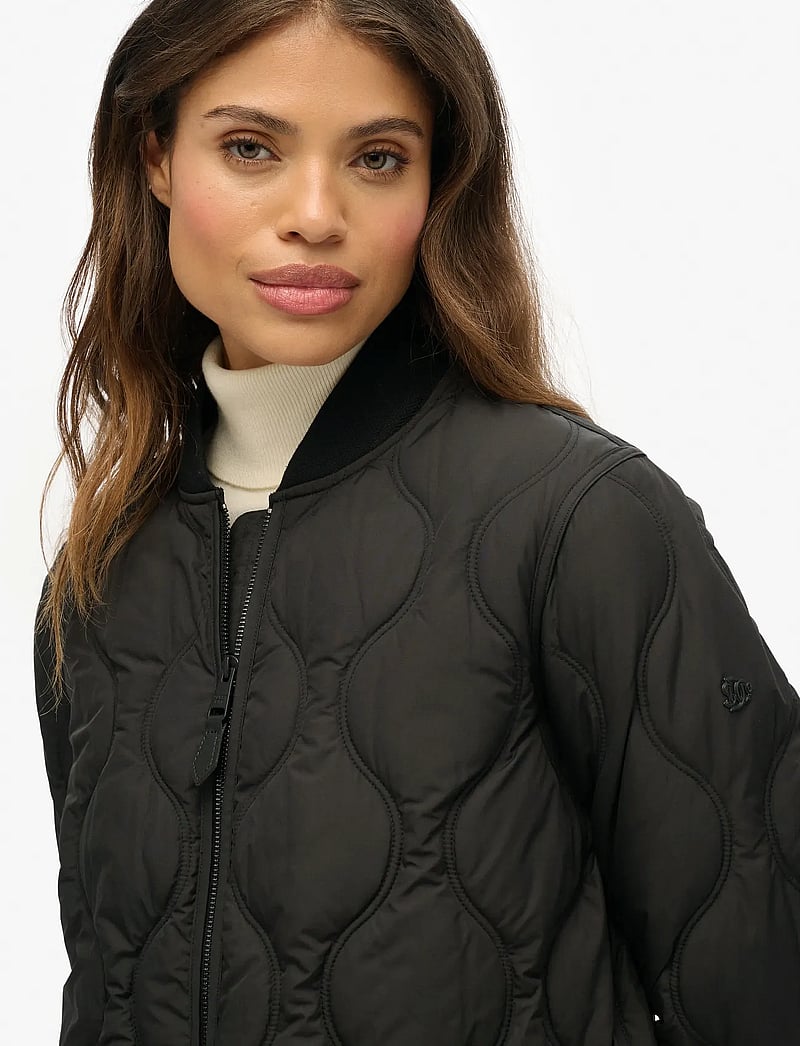 Superdry - LONG QUILTED LINER JACKET - steppjacken - black - 2