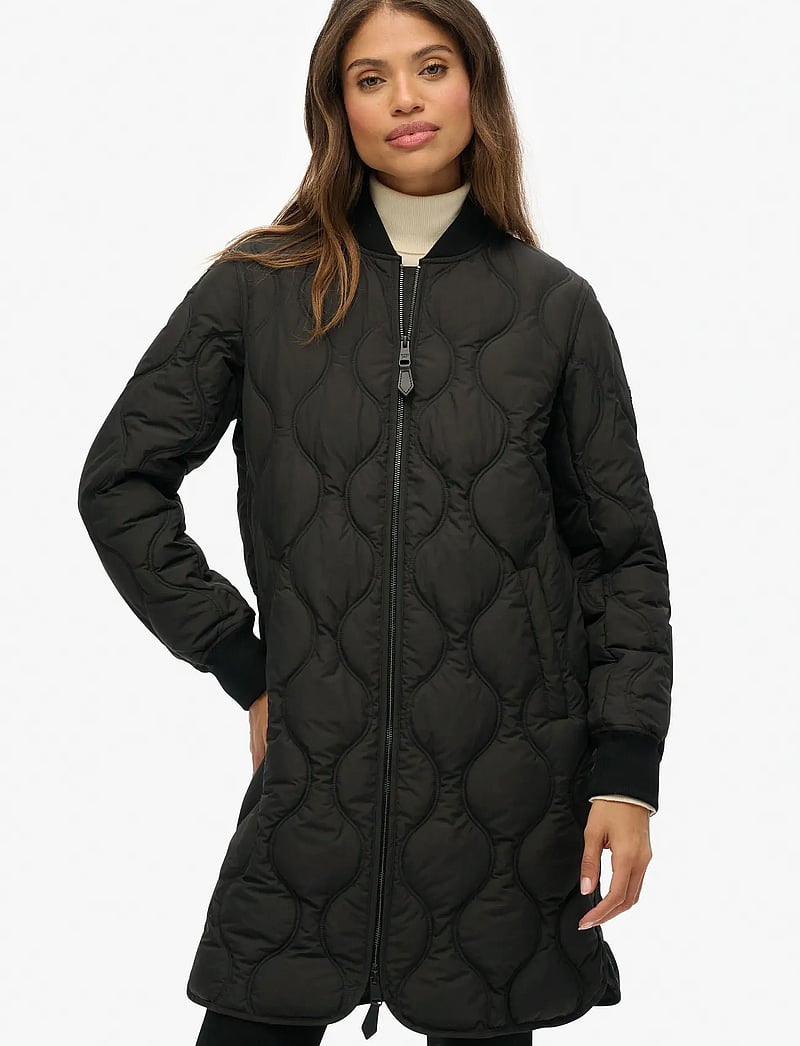 Superdry - LONG QUILTED LINER JACKET - steppjacken - black - 3
