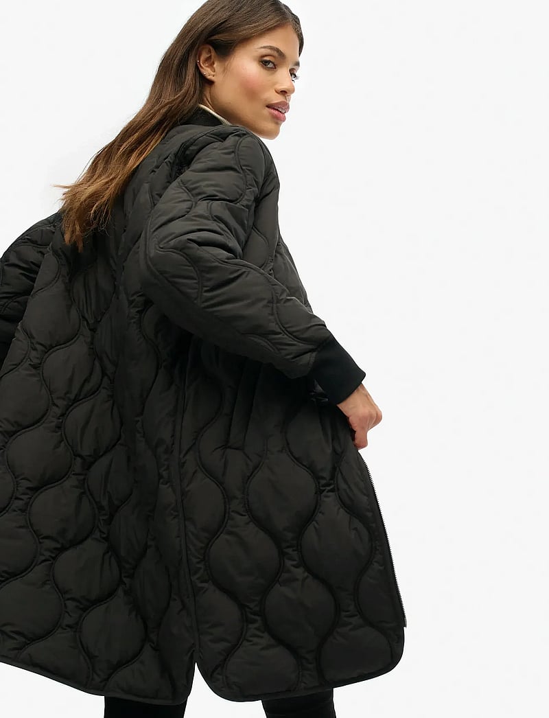 Superdry - LONG QUILTED LINER JACKET - steppjacken - black - 4