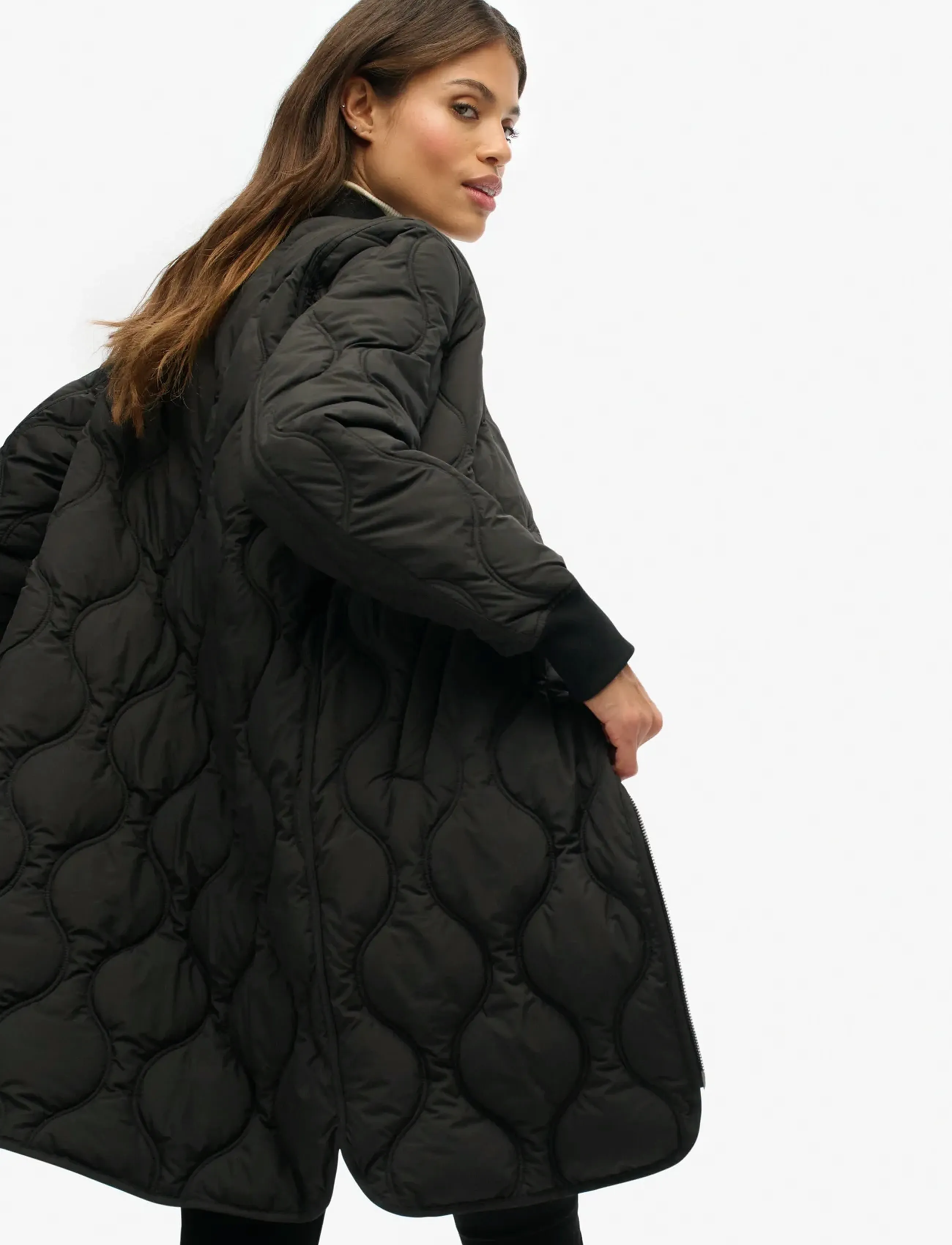 Superdry - LONG QUILTED LINER JACKET - black - 4