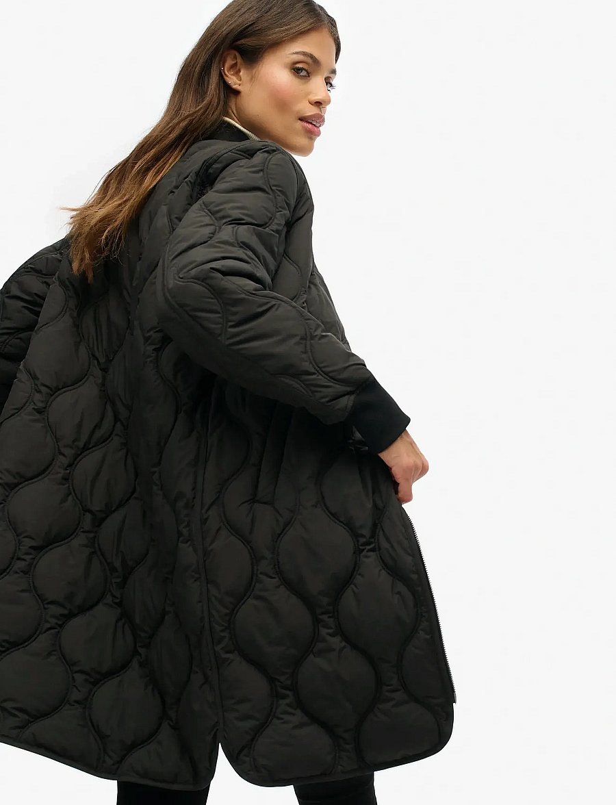 Superdry - LONG QUILTED LINER JACKET - black - 4