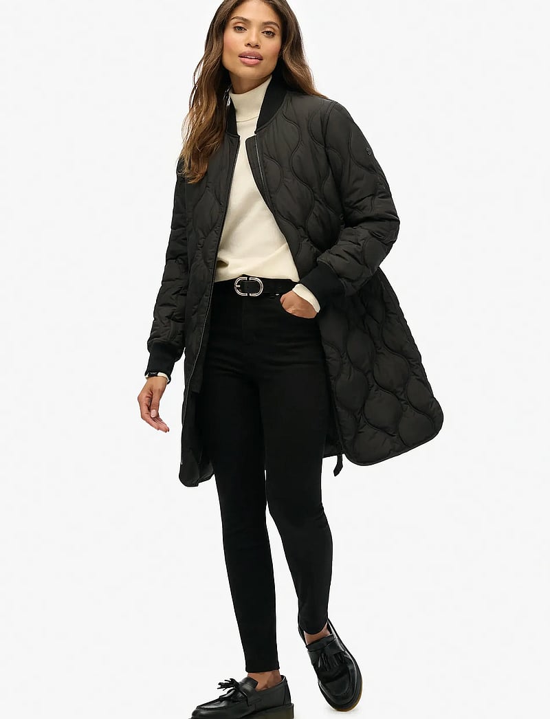 Superdry - LONG QUILTED LINER JACKET - steppjacken - black - 5