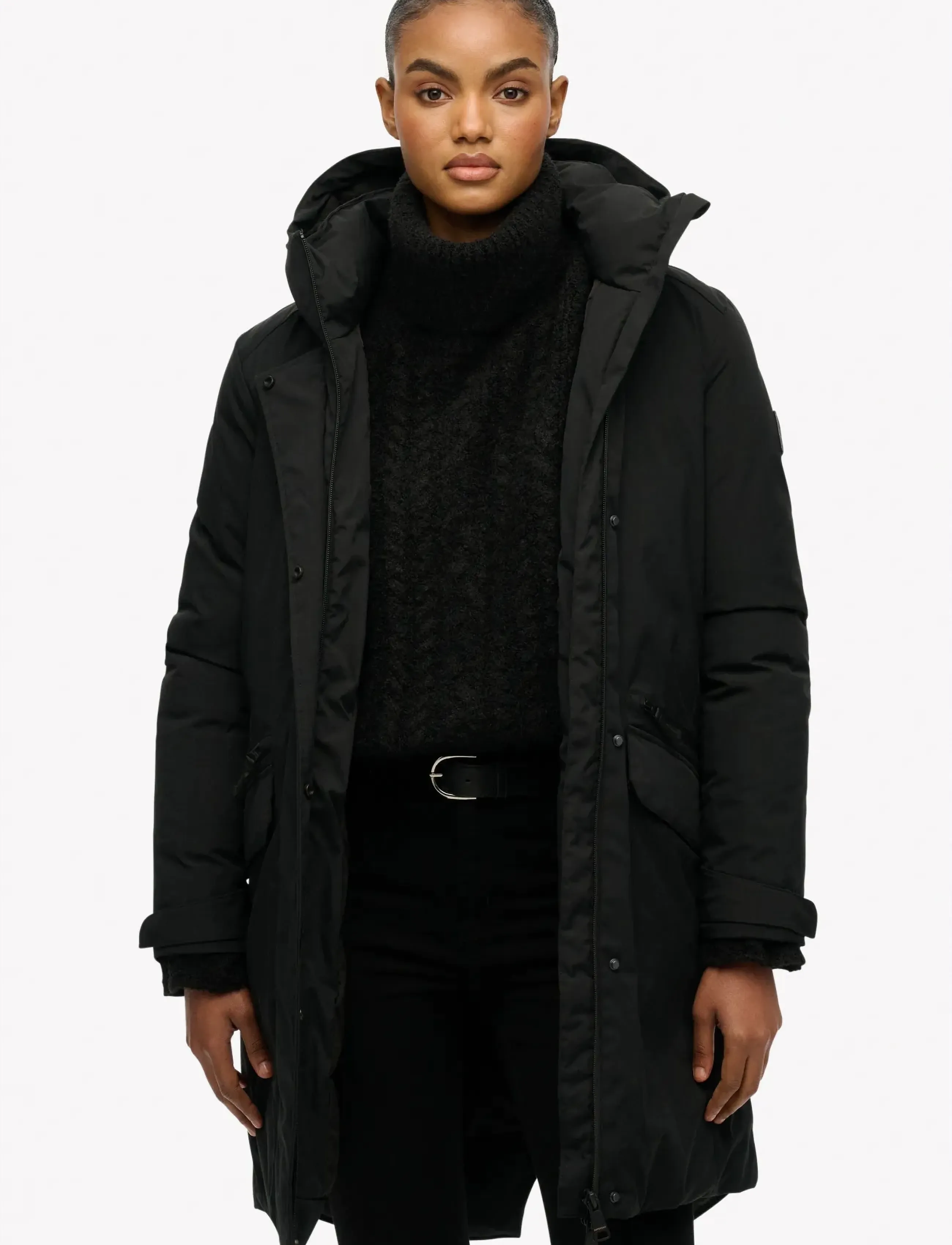 Superdry City Fishtail Padded Parka, M, Oberbekleidung, Schwarz - Parka Coats, Frauen