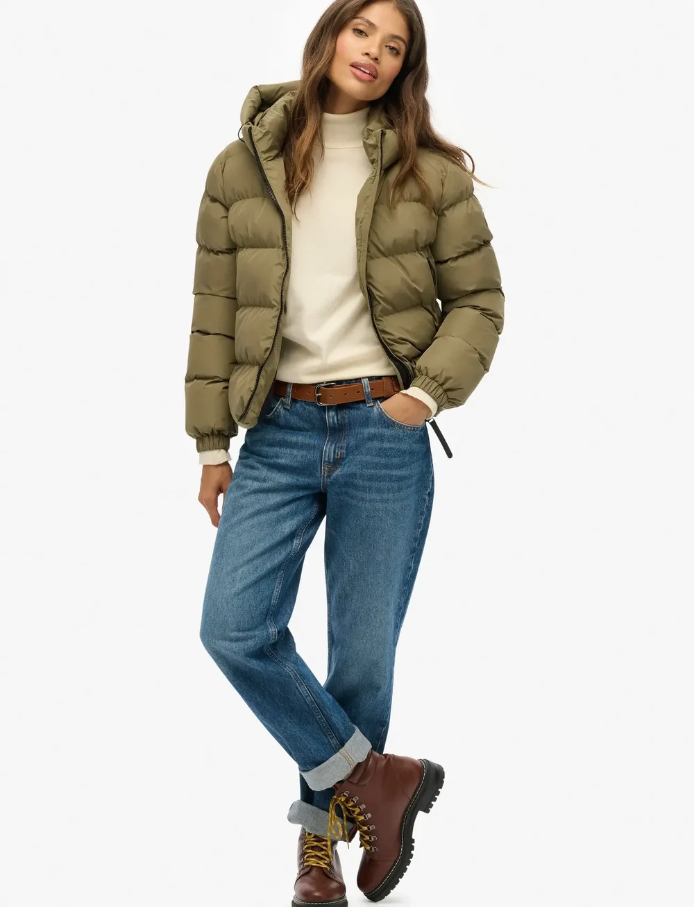 Superdry - HOODED SPORTS PUFFER JACKET - dunjakker - khaki - 5