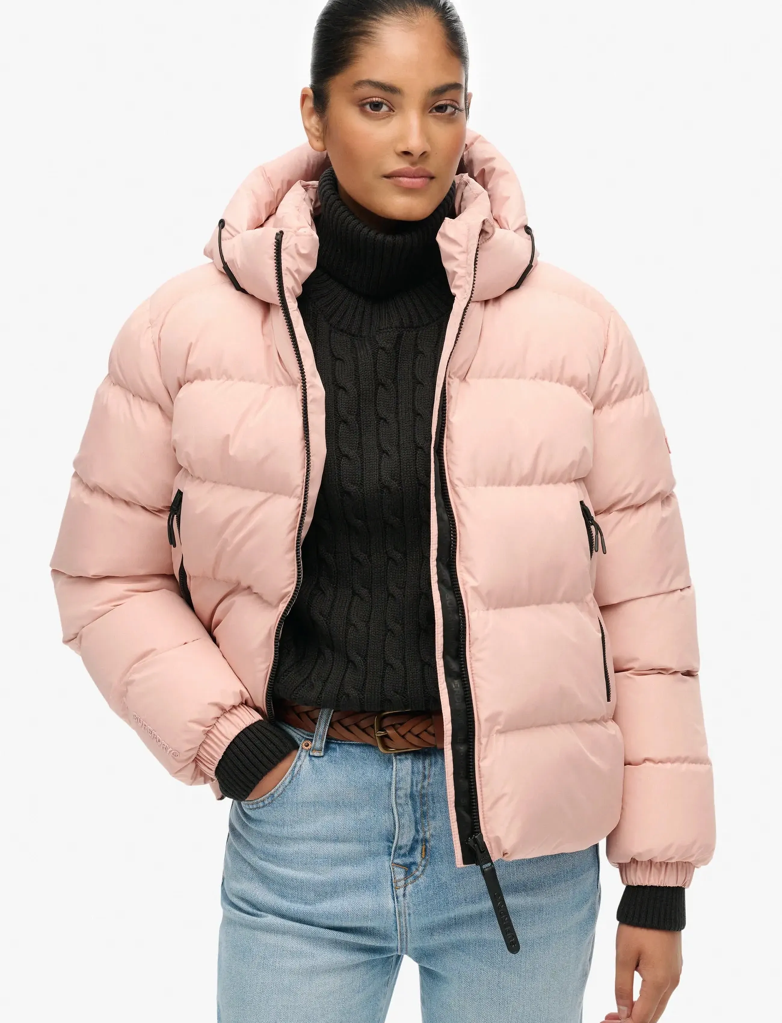 Superdry Hooded Sports Puffer Jacket, XL, Pink, Jakker > Vatteret Jakke, Dame