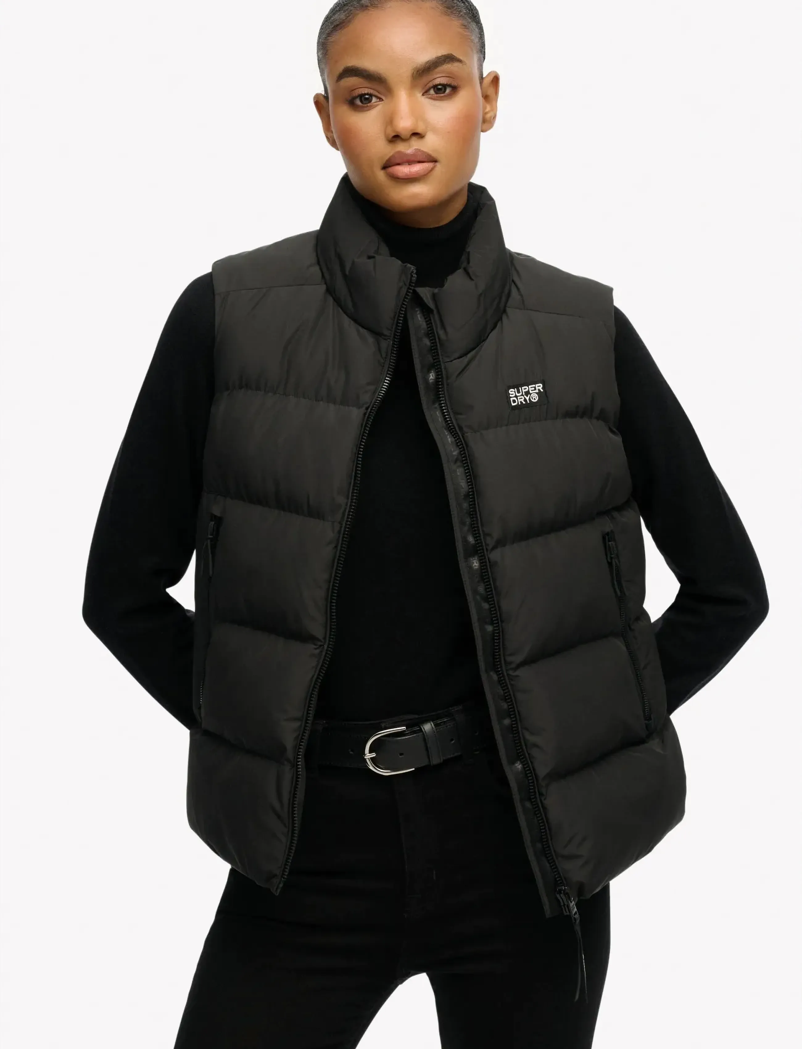 Superdry SPORTS PUFFER GILET - Vårjackor - BLACK / black
