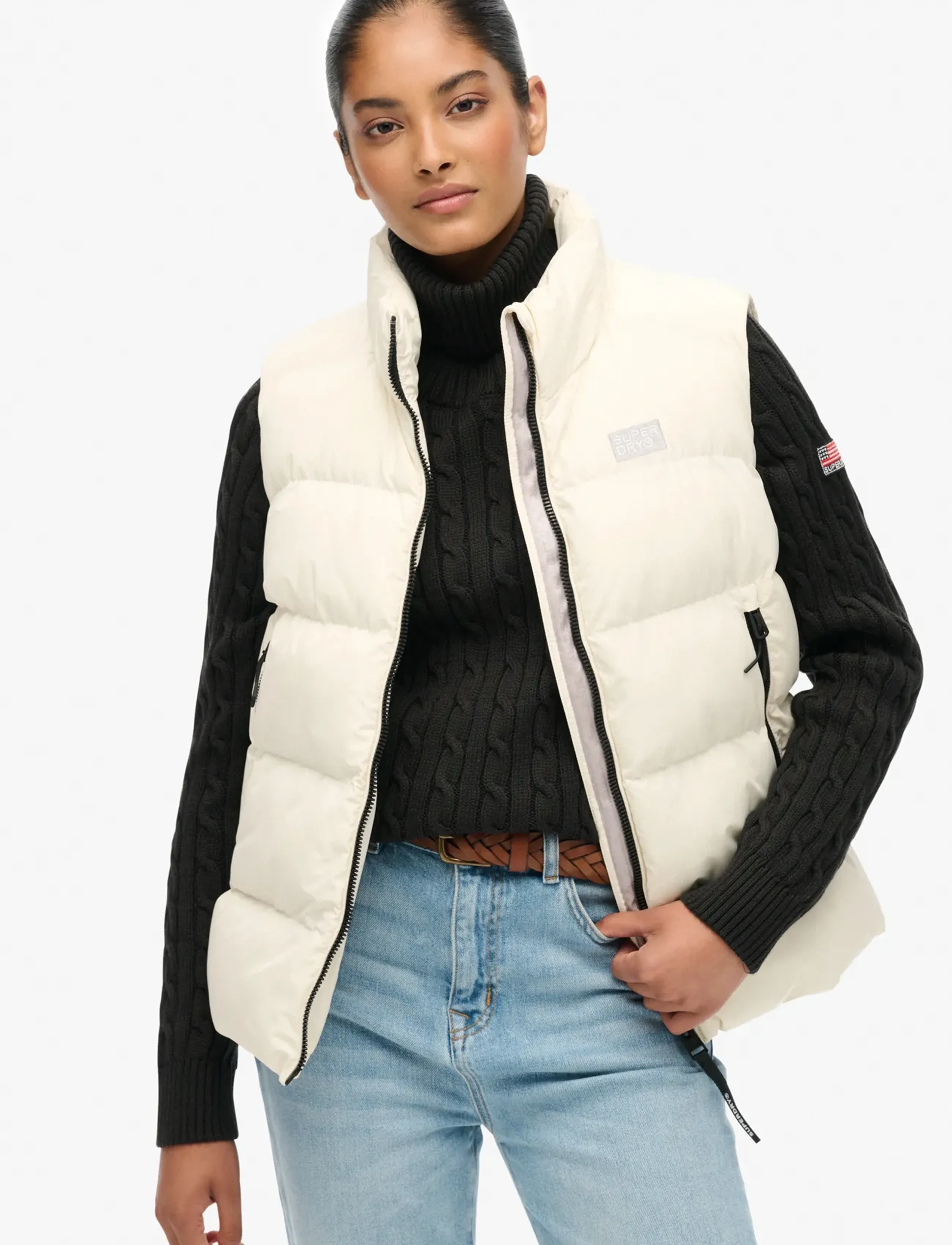 Superdry SPORTS PUFFER GILET - Vårjackor - OFF WHITE / cream