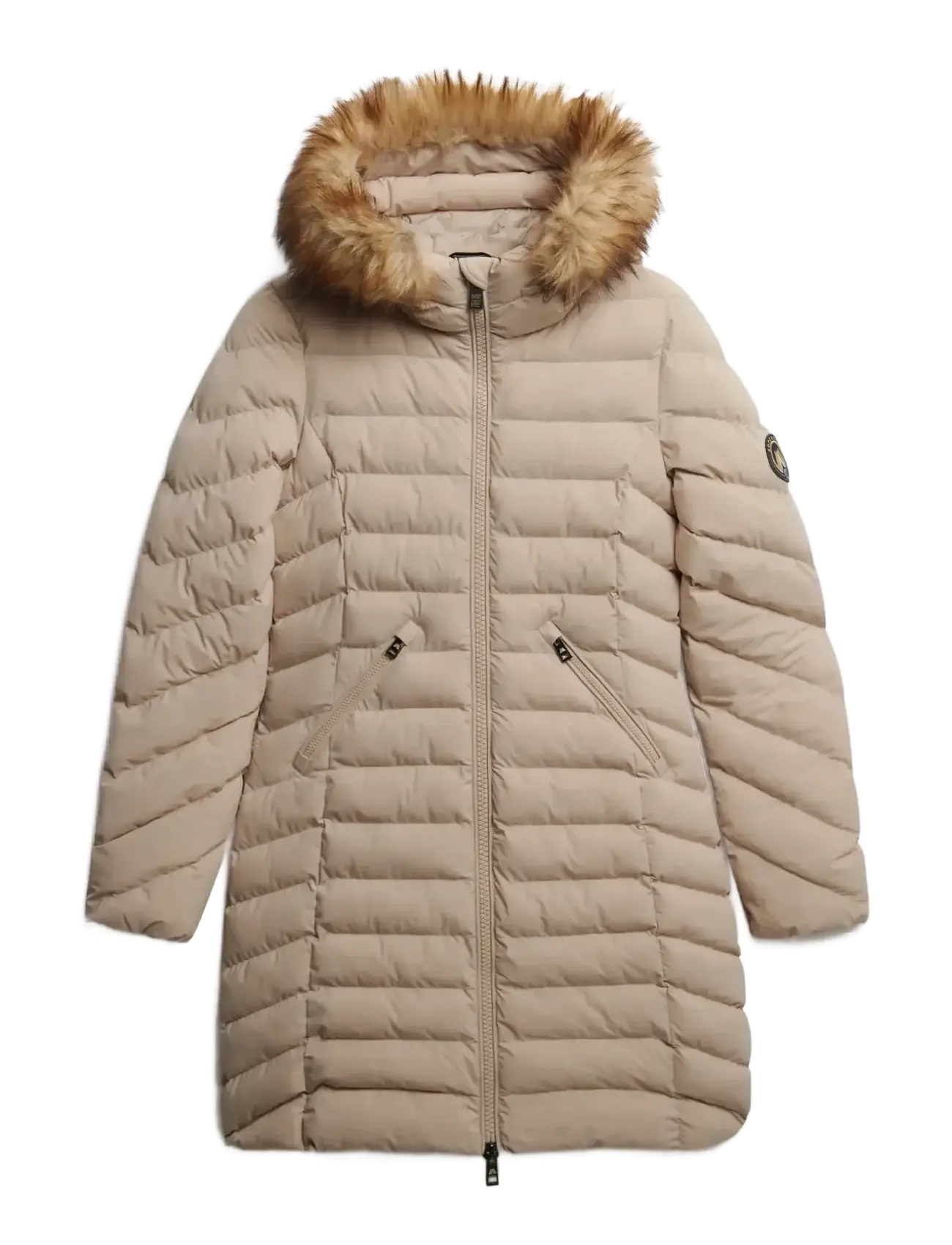 Superdry FUJI FAUX FUR HOOD MID LENGTH - Kleidung - CHATEAU GREY / beige