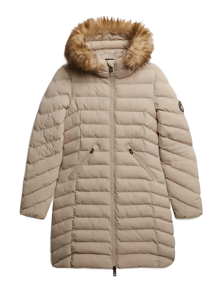 Superdry - FUJI FAUX FUR HOOD MID LENGTH - winterjacken - chateau grey - 1