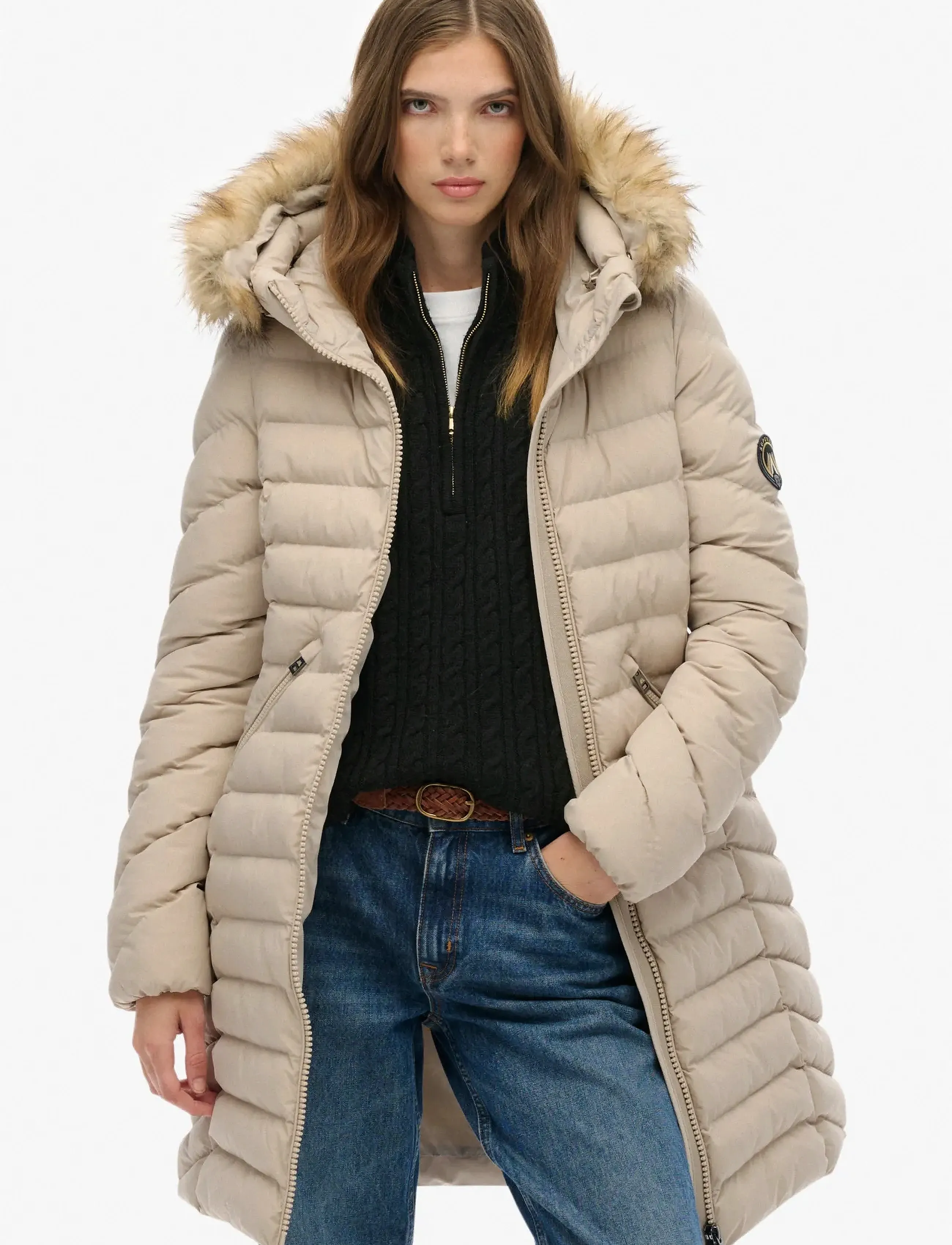 Superdry - FUJI FAUX FUR HOOD MID LENGTH - winterjacken - chateau grey - 0