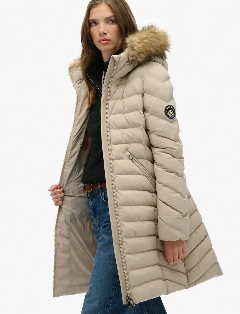 Superdry - FUJI FAUX FUR HOOD MID LENGTH - dunkappor - chateau grey - 4