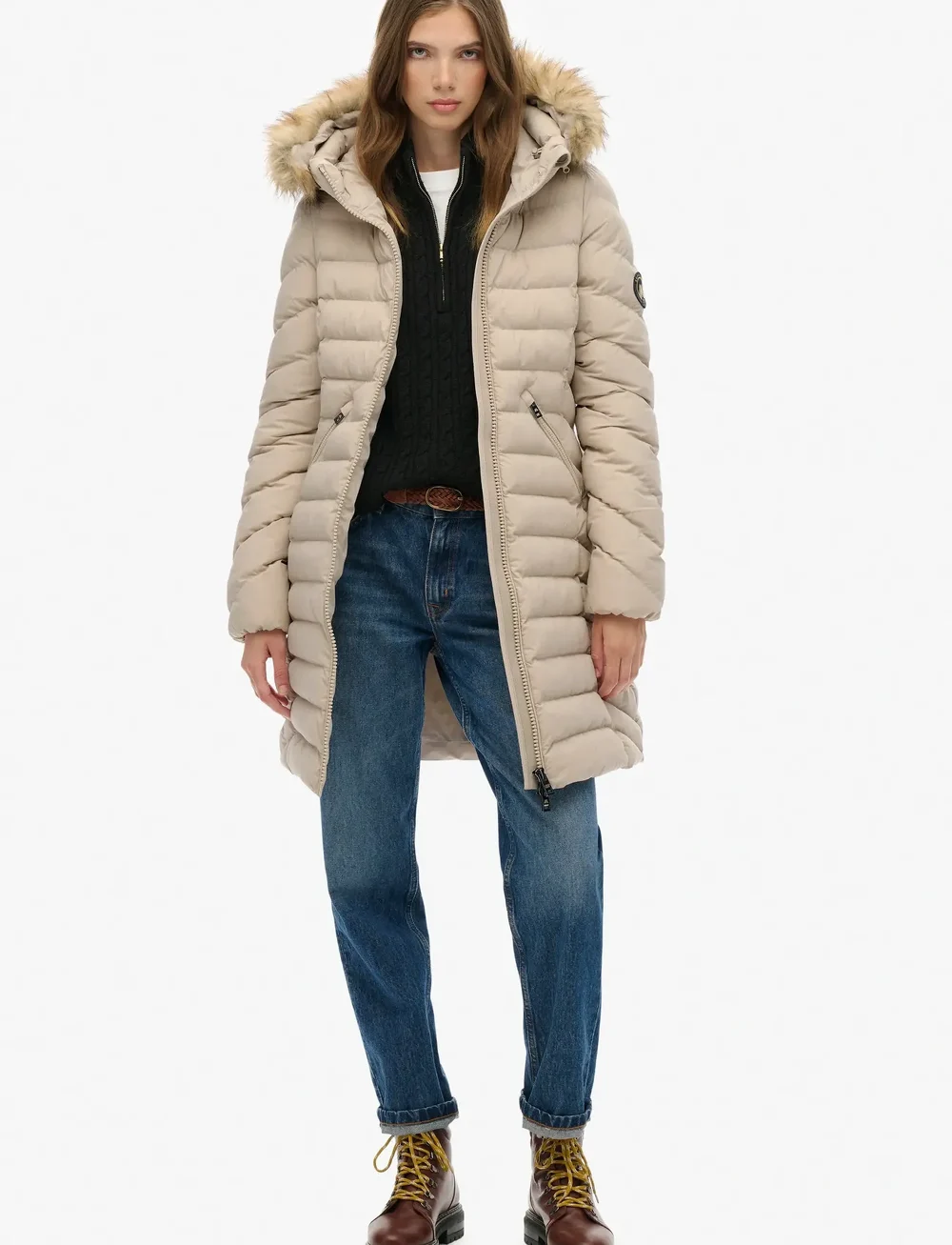 Superdry - FUJI FAUX FUR HOOD MID LENGTH - dunkappor - chateau grey - 5