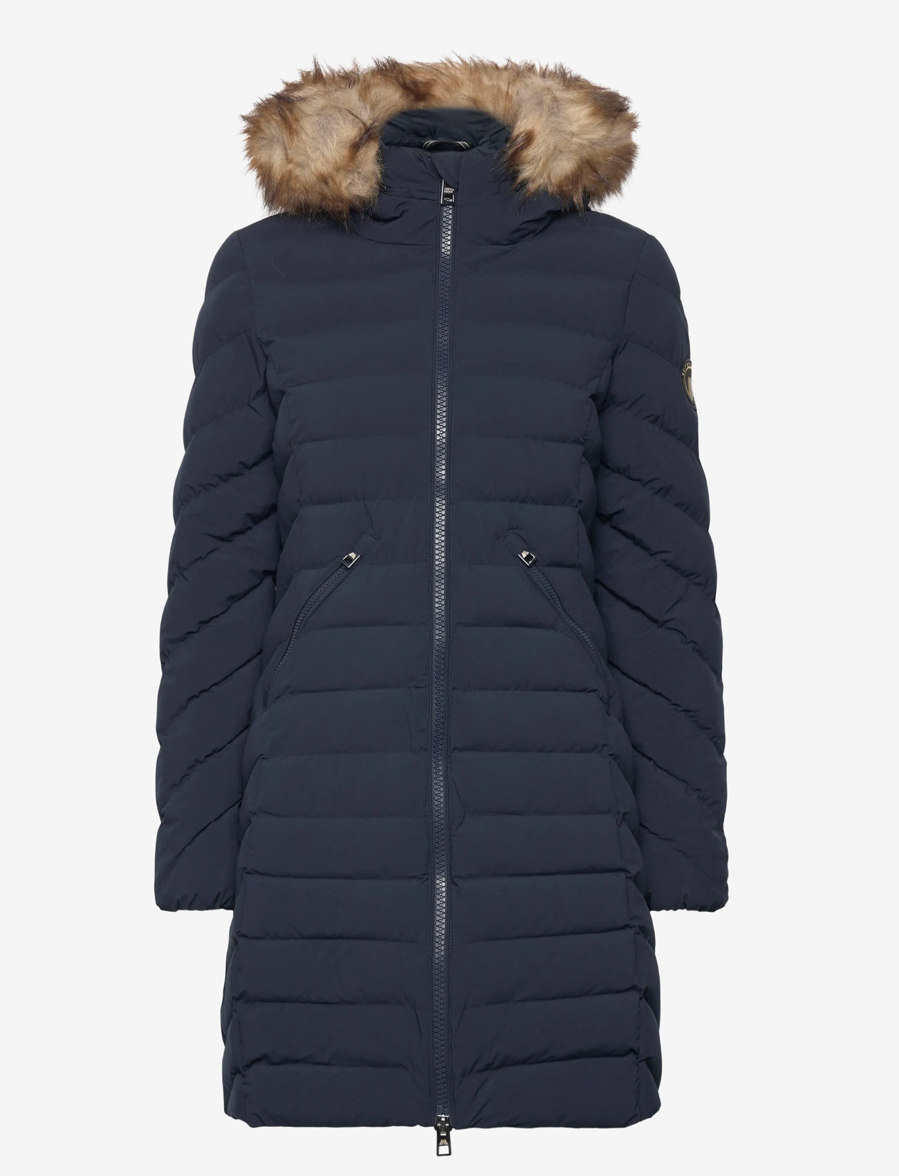Superdry - FUJI FAUX FUR HOOD MID LENGTH - voodriga mantlid - eclipse navy - 1