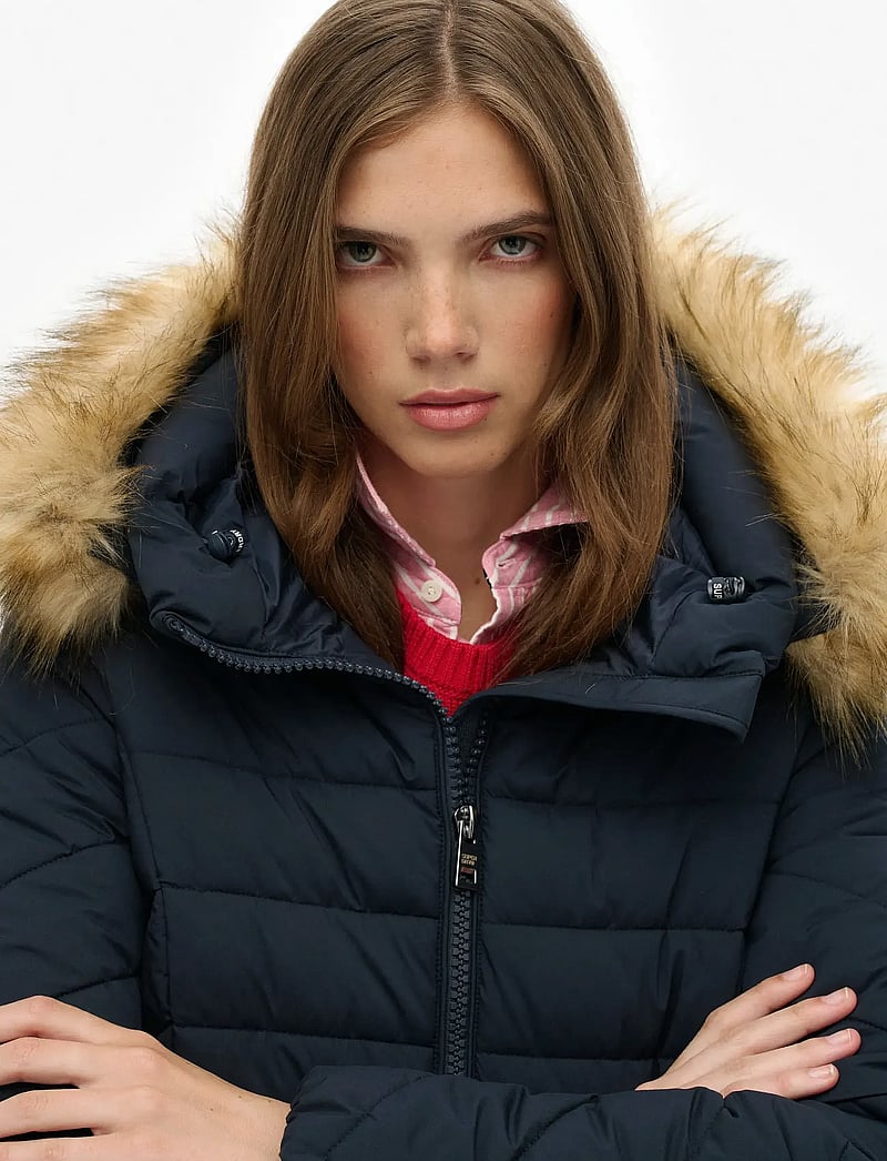 Superdry - FUJI FAUX FUR HOOD MID LENGTH - dunkappor - eclipse navy - 3