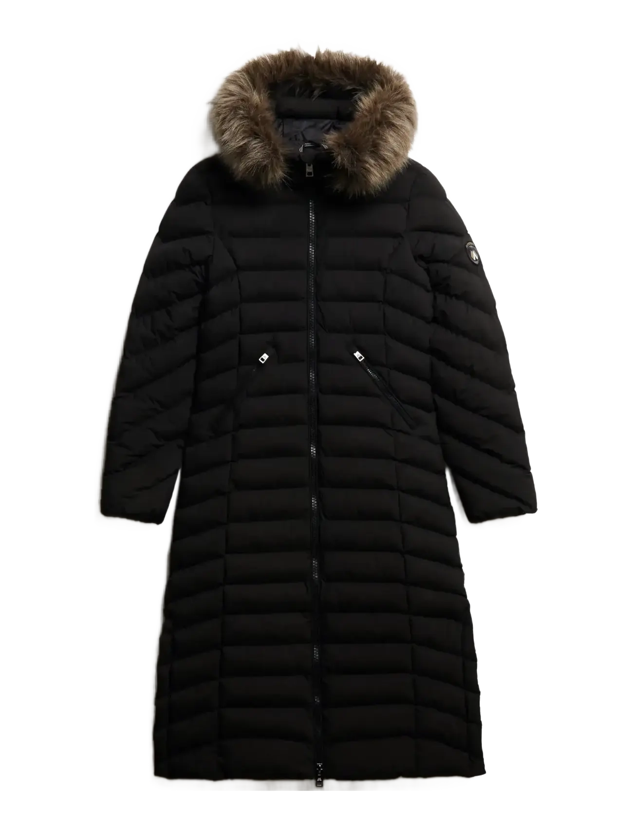 SUPERDRY Fuji Kunstpelz Hooded Longline Schwarz - S - Damen