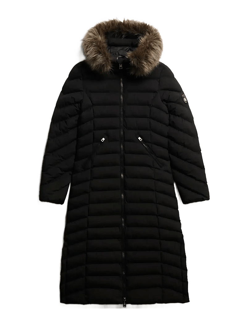 Superdry - FUJI FAUX FUR HOODED LONGLINE - dunjackor - black - 1