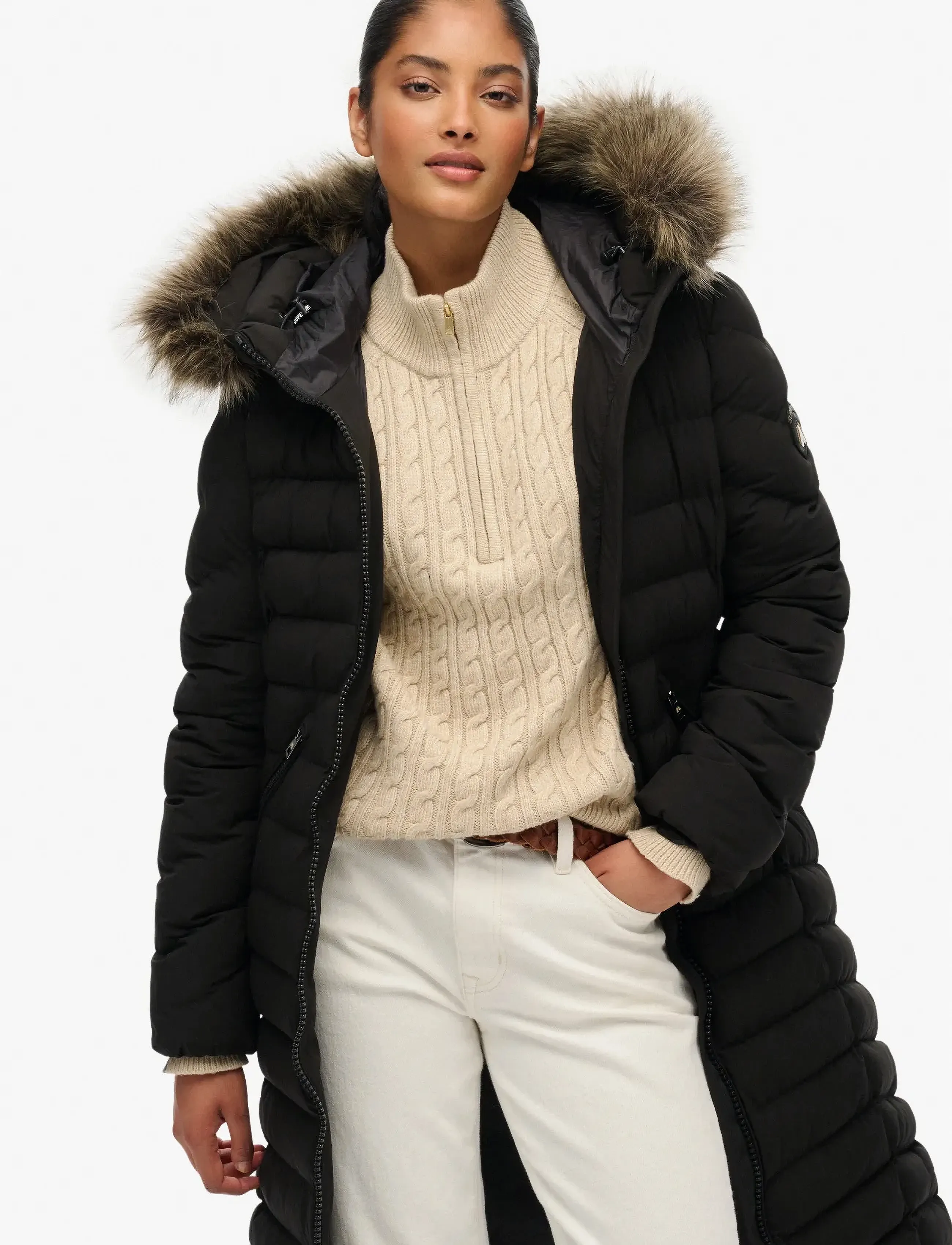 Fuji Faux Fur Hooded Longline