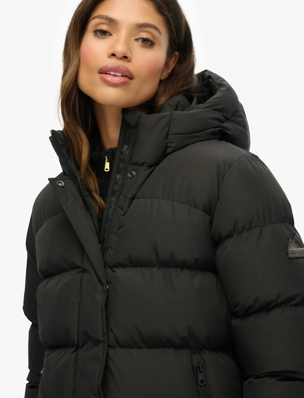 Superdry - HOODED SPORTS PUFFER MID JKT - dunfrakker - black - 2