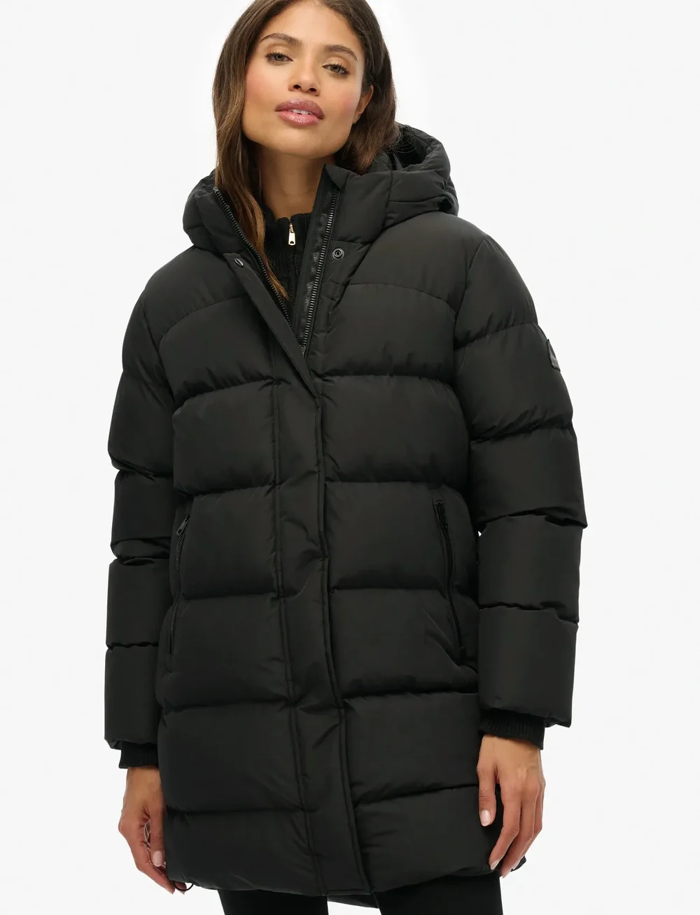 Superdry - HOODED SPORTS PUFFER MID JKT - dunfrakker - black - 3