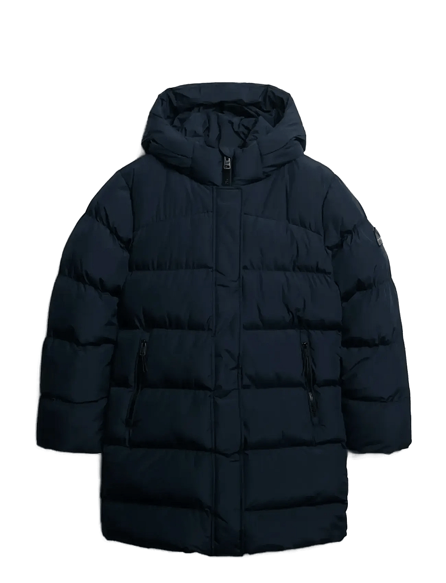 Superdry - HOODED SPORTS PUFFER MID JKT - vinterjakker - blueberry navy - 1