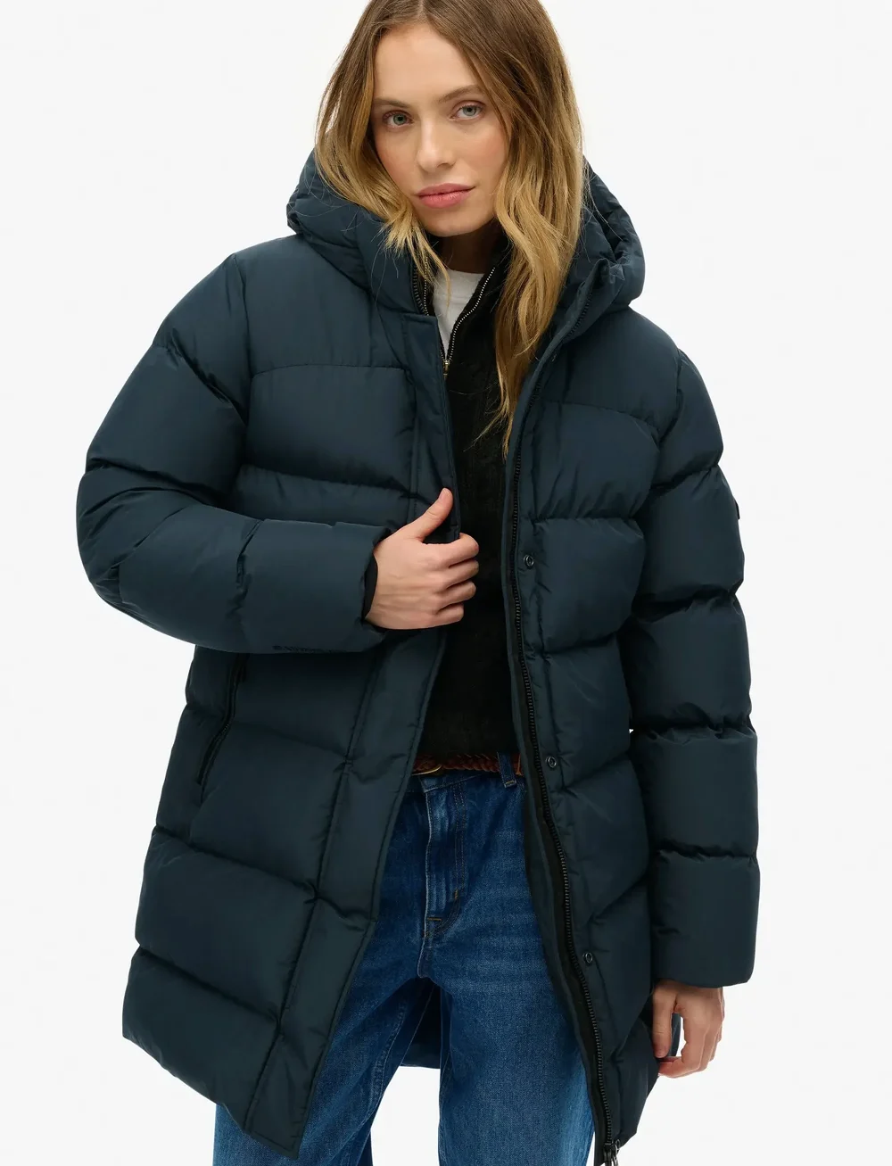 Superdry - HOODED SPORTS PUFFER MID JKT - daunenmantel - blueberry navy - 0