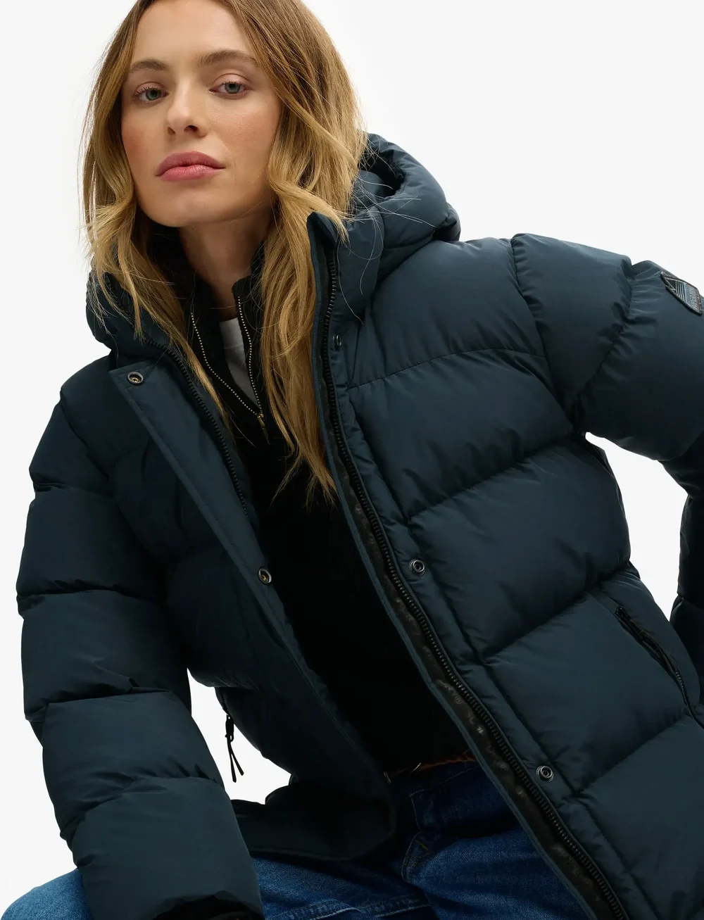 Superdry - HOODED SPORTS PUFFER MID JKT - daunenmantel - blueberry navy - 4