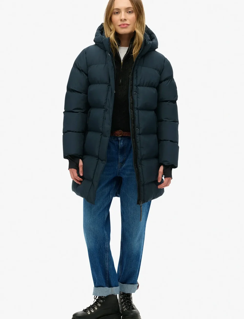 Superdry - HOODED SPORTS PUFFER MID JKT - daunenmantel - blueberry navy - 5