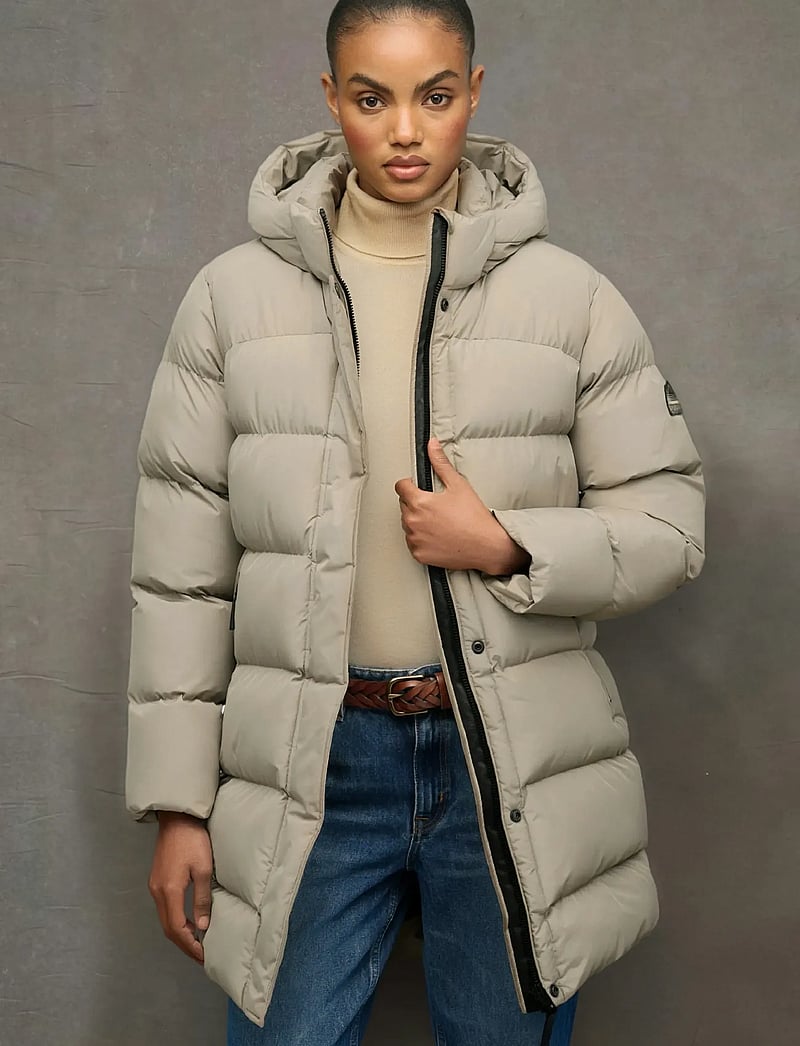 Superdry - HOODED SPORTS PUFFER MID JKT - winterjacken - winter twig beige - 0