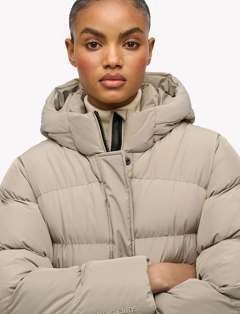 Superdry - HOODED SPORTS PUFFER MID JKT - winterjacken - winter twig beige - 2