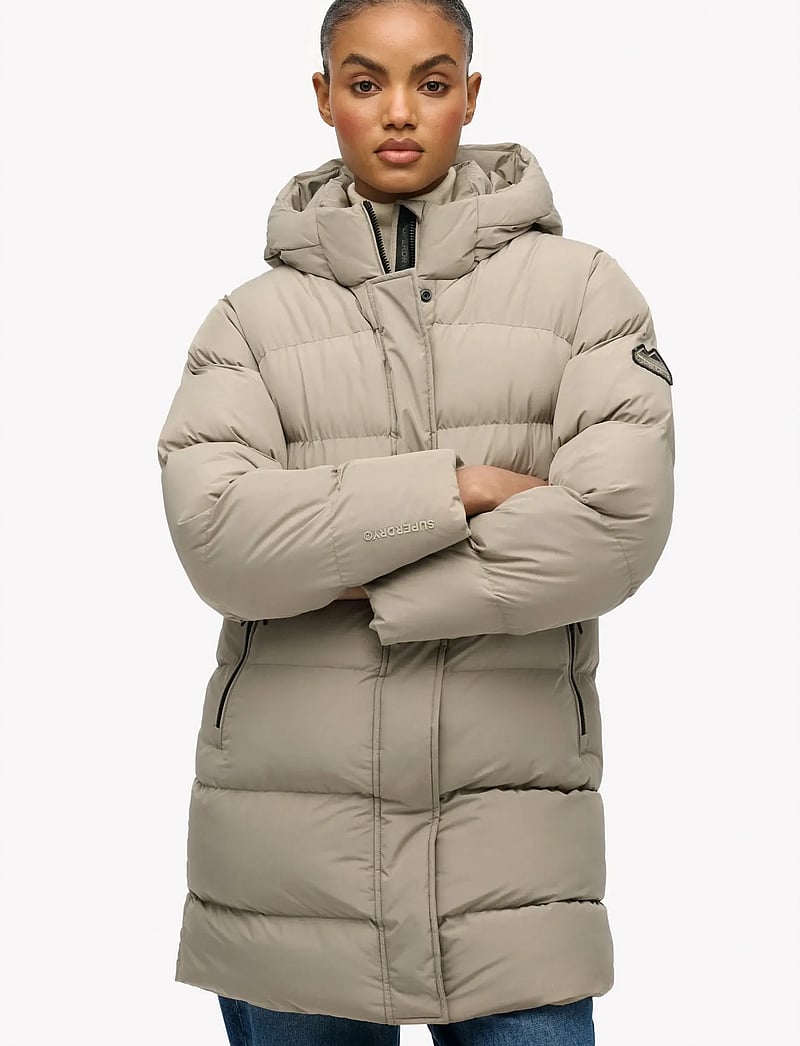 Superdry - HOODED SPORTS PUFFER MID JKT - vinterjakker - winter twig beige - 3