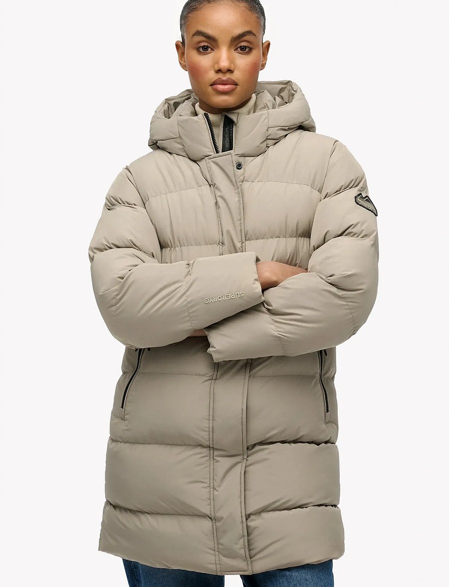 Superdry - HOODED SPORTS PUFFER MID JKT - vestes d'hiver - winter twig beige - 3