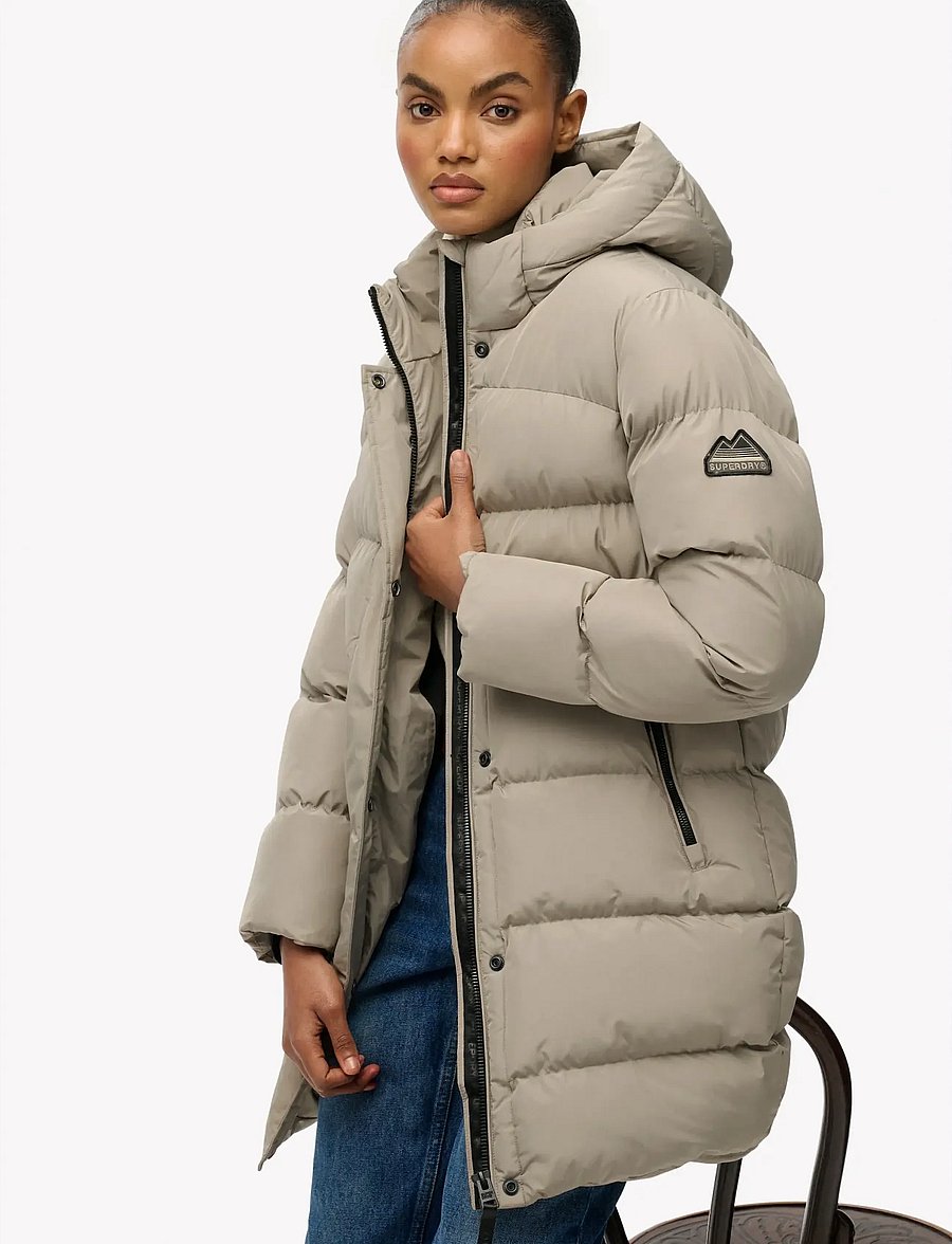 Superdry - HOODED SPORTS PUFFER MID JKT - vestes d'hiver - winter twig beige - 4