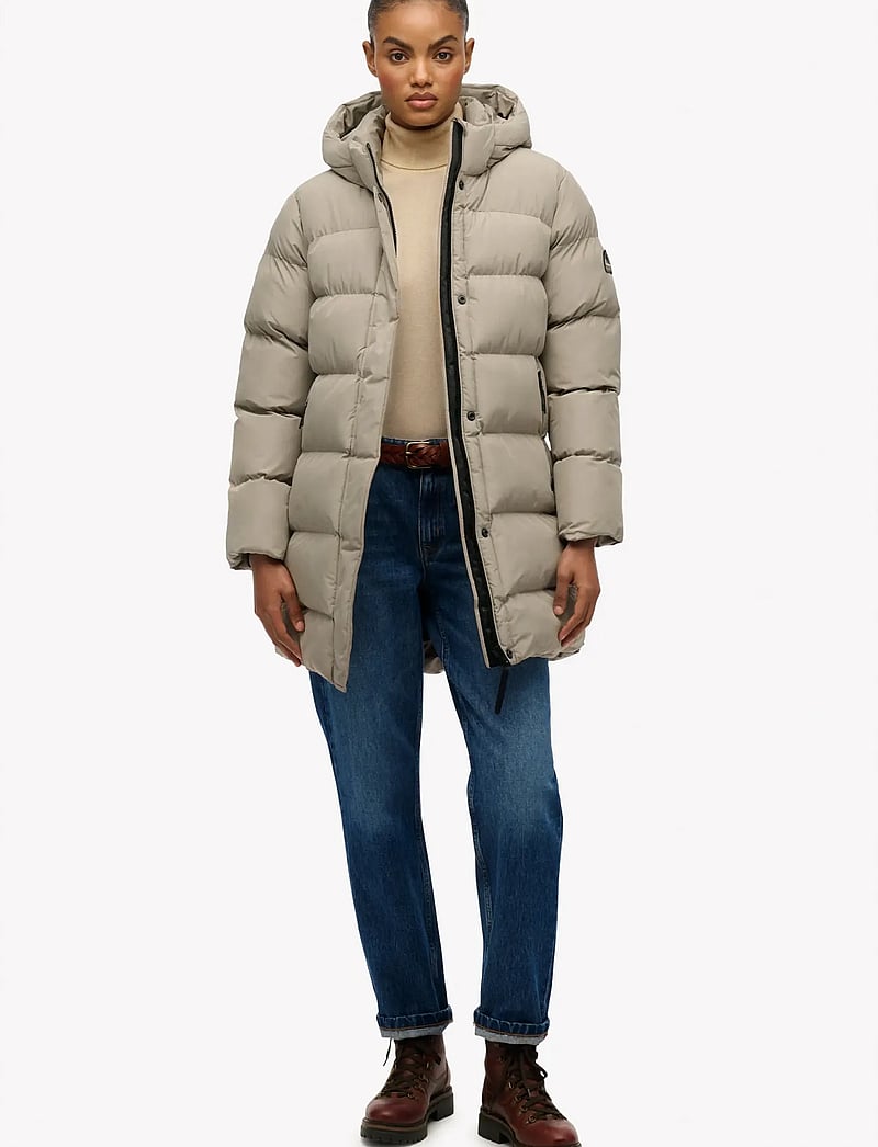 Superdry - HOODED SPORTS PUFFER MID JKT - winterjacken - winter twig beige - 5